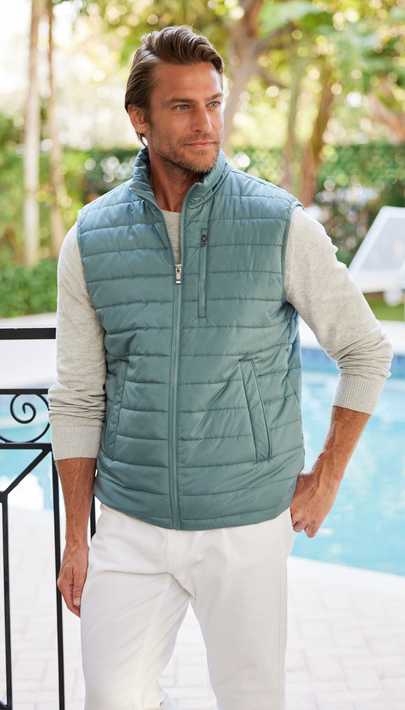 QUILTED MENS CIRE VEST