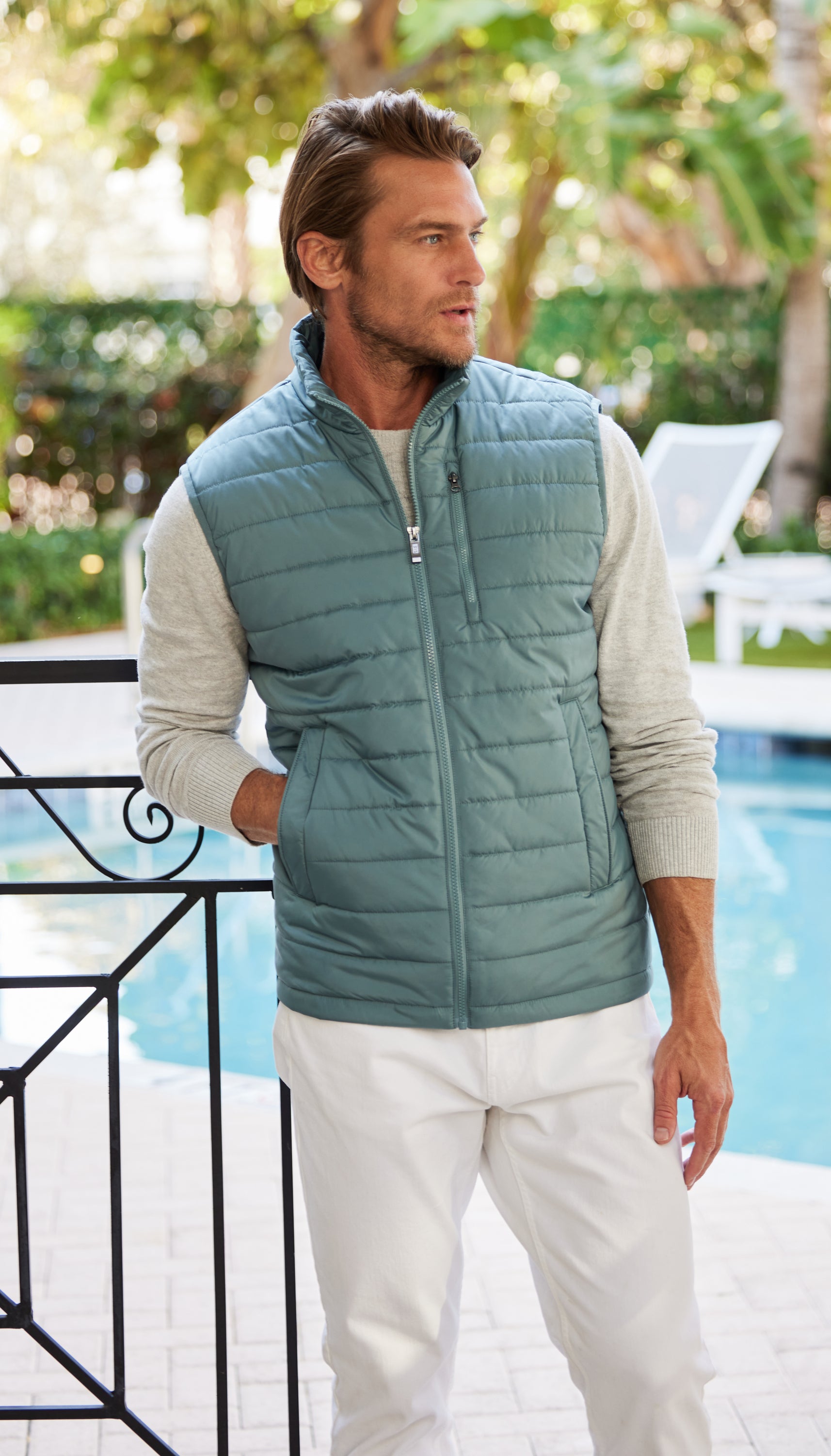QUILTED MENS CIRE VEST