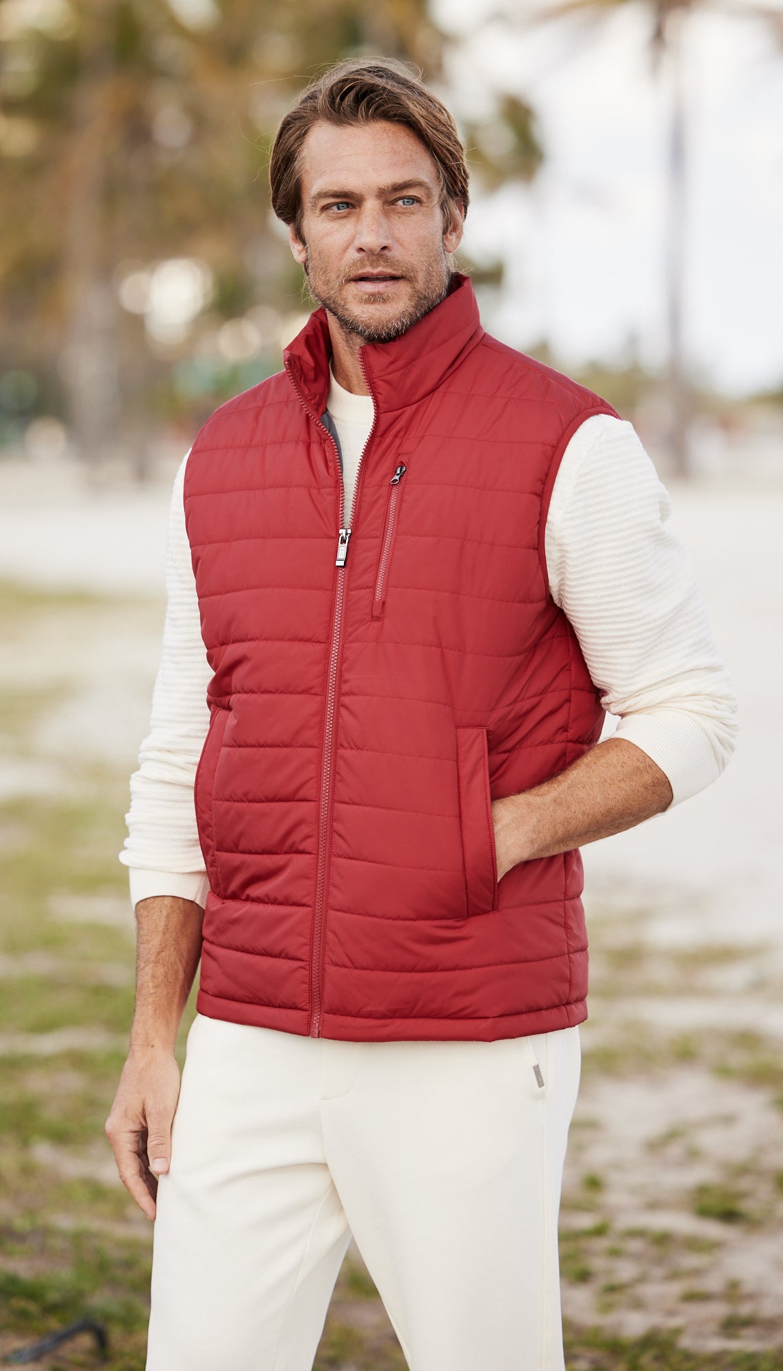 QUILTED MENS CIRE VEST