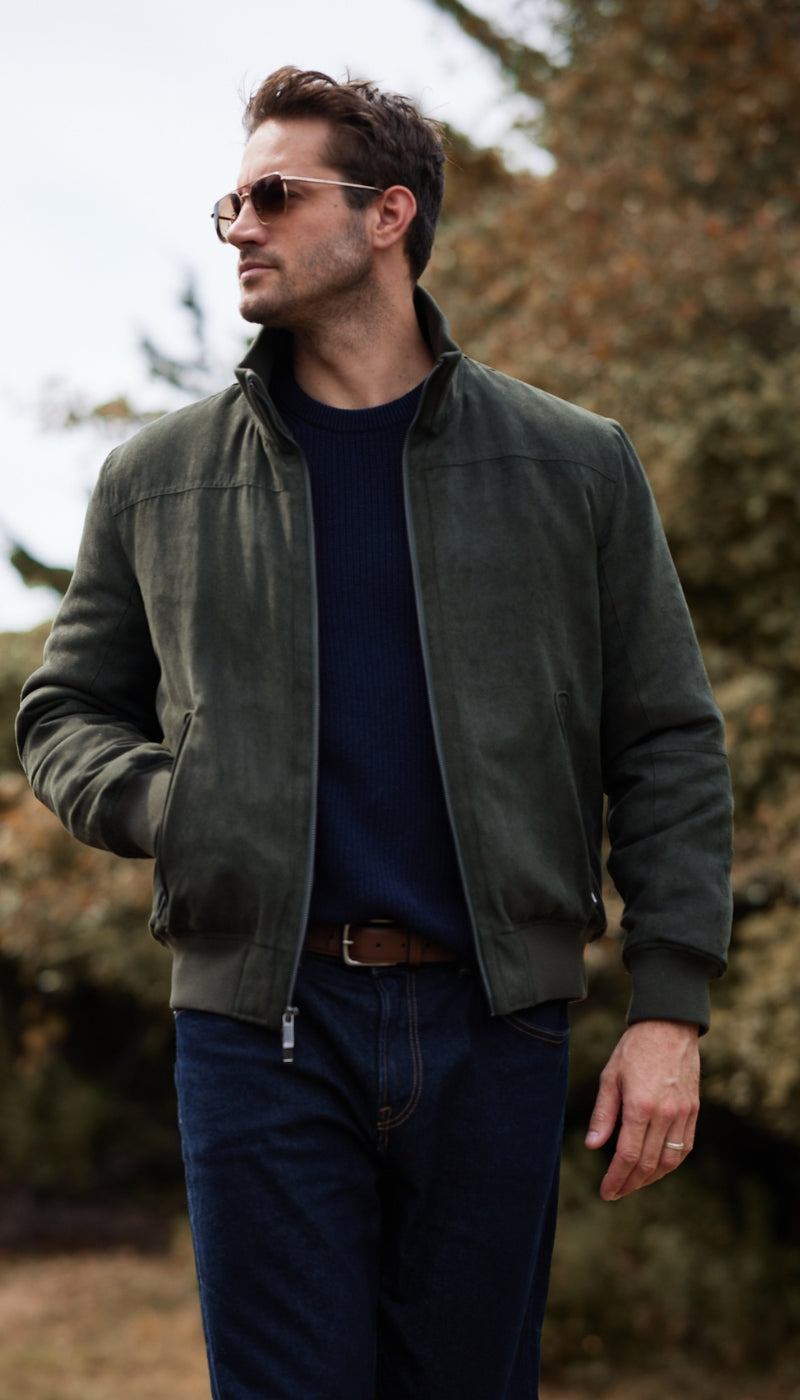MICROSUEDE BOMBER JACKET