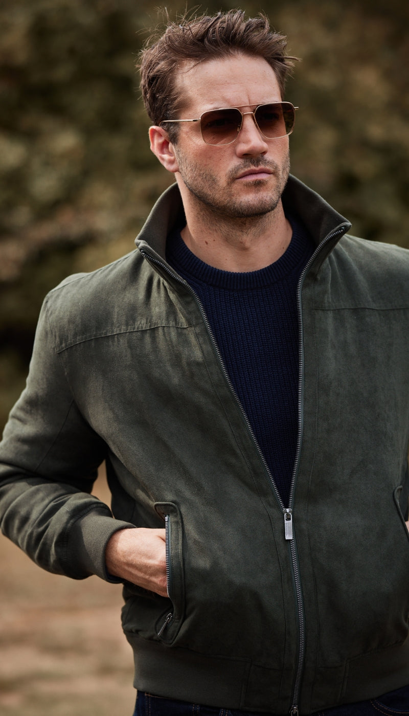 MICROSUEDE BOMBER JACKET