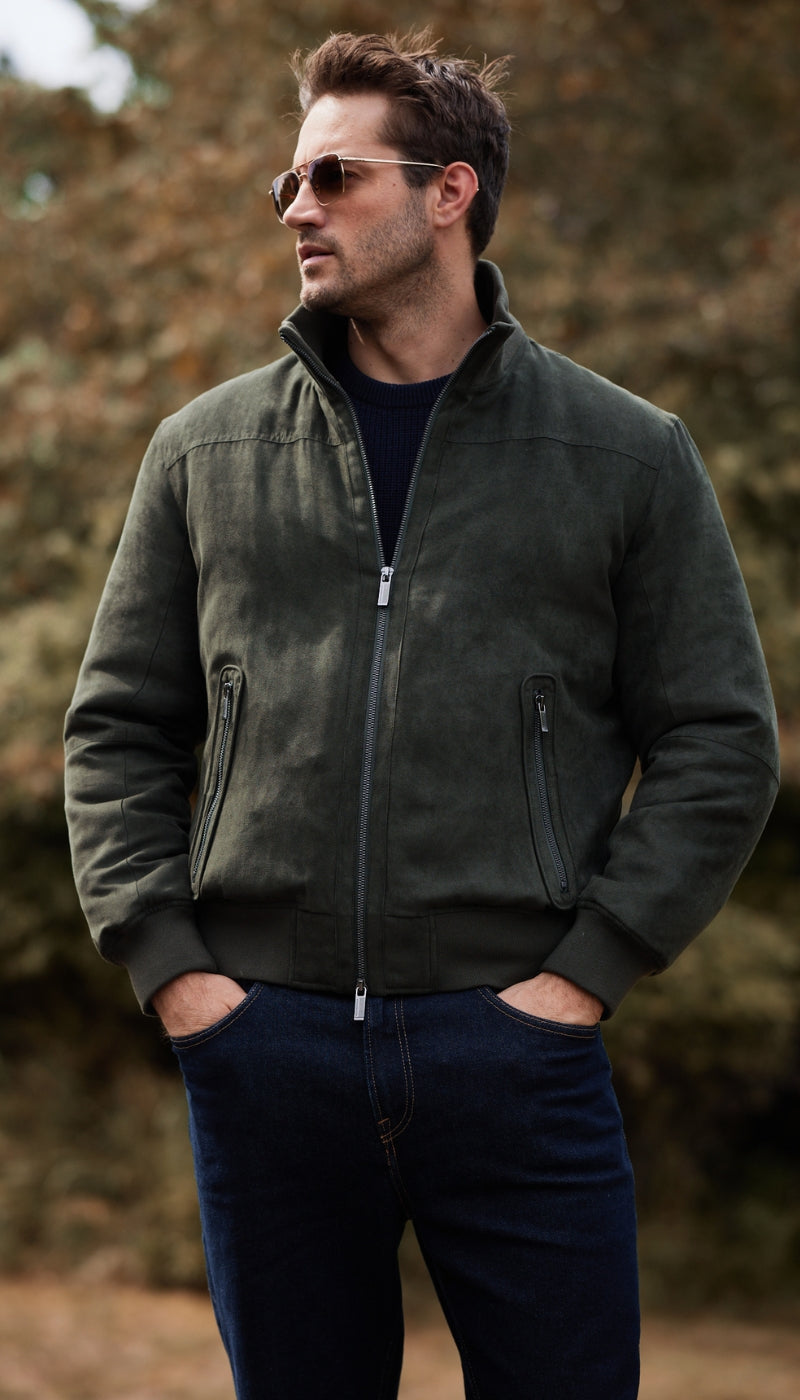 MICROSUEDE BOMBER JACKET