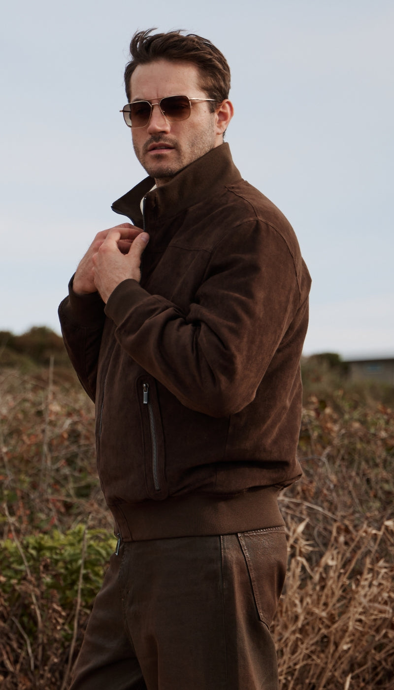 MICROSUEDE BOMBER JACKET