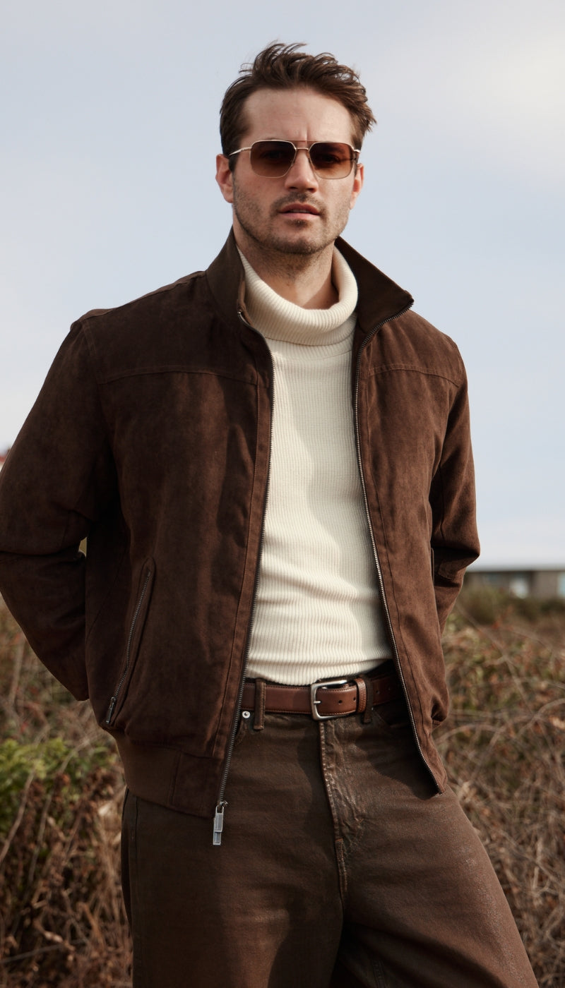 MICROSUEDE BOMBER JACKET