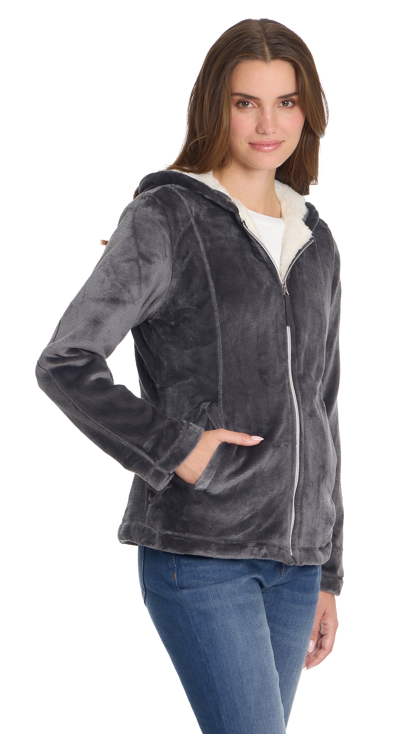 HOODED ZIP UP FLEECE JACKET