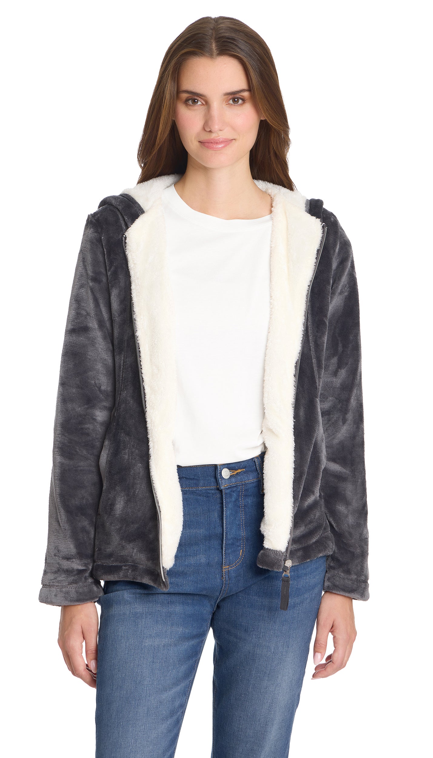 HOODED ZIP UP FLEECE JACKET