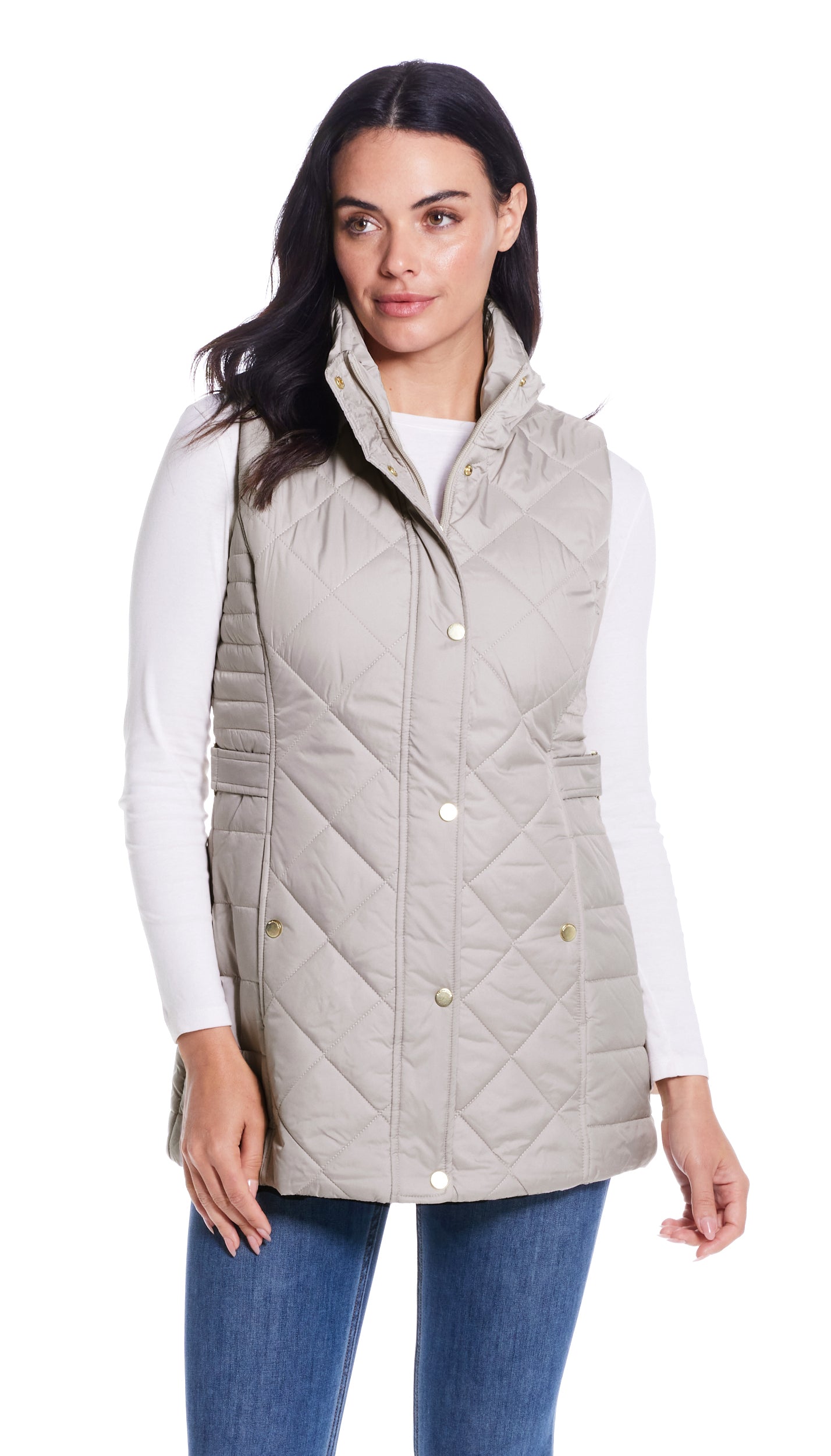 DIAMOND QUILTED LONGLINE VEST
