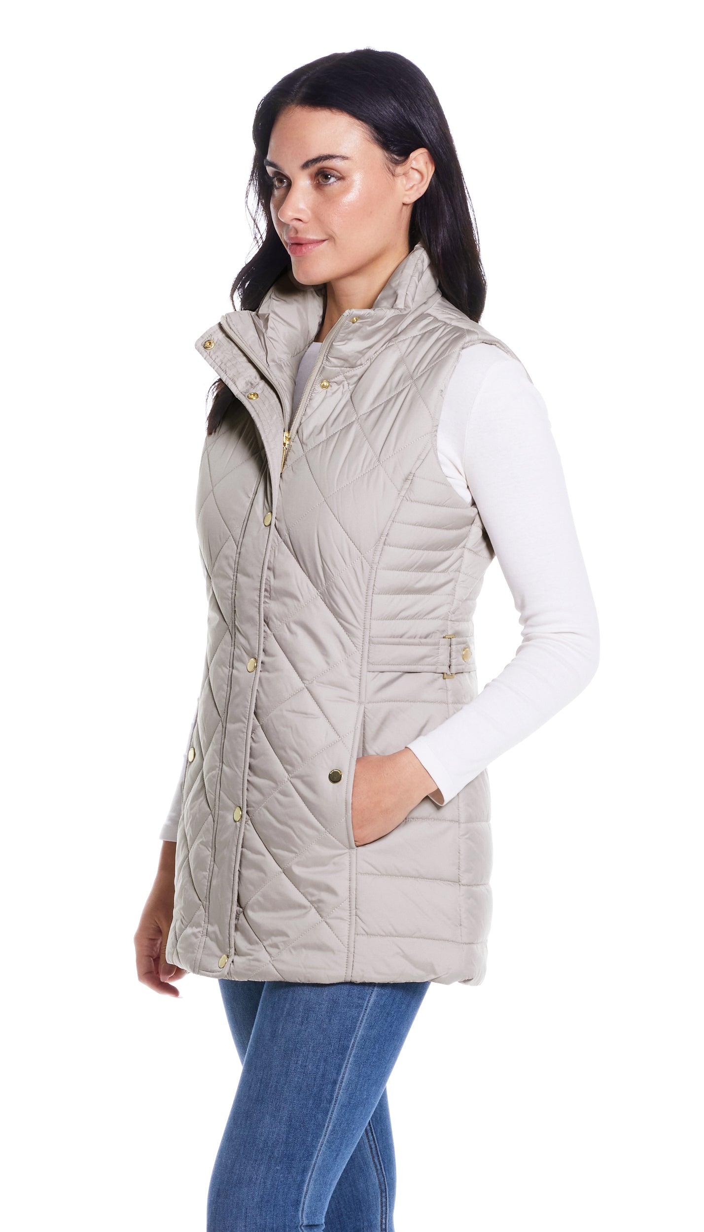 DIAMOND QUILTED LONGLINE VEST