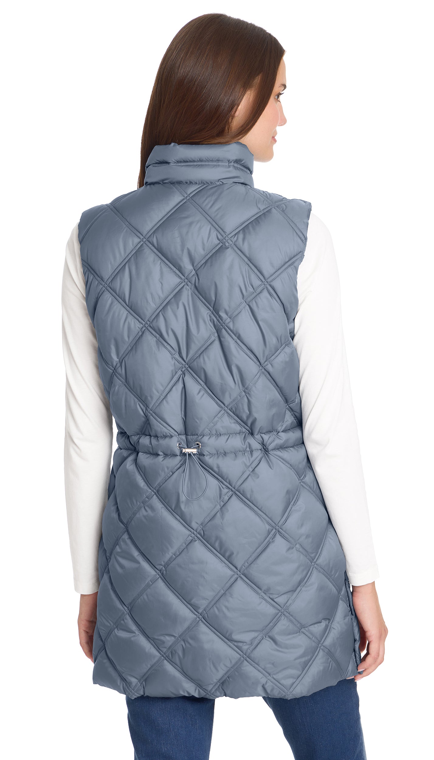 DIAMOND QUILTED LONGLINE CINCHED VEST