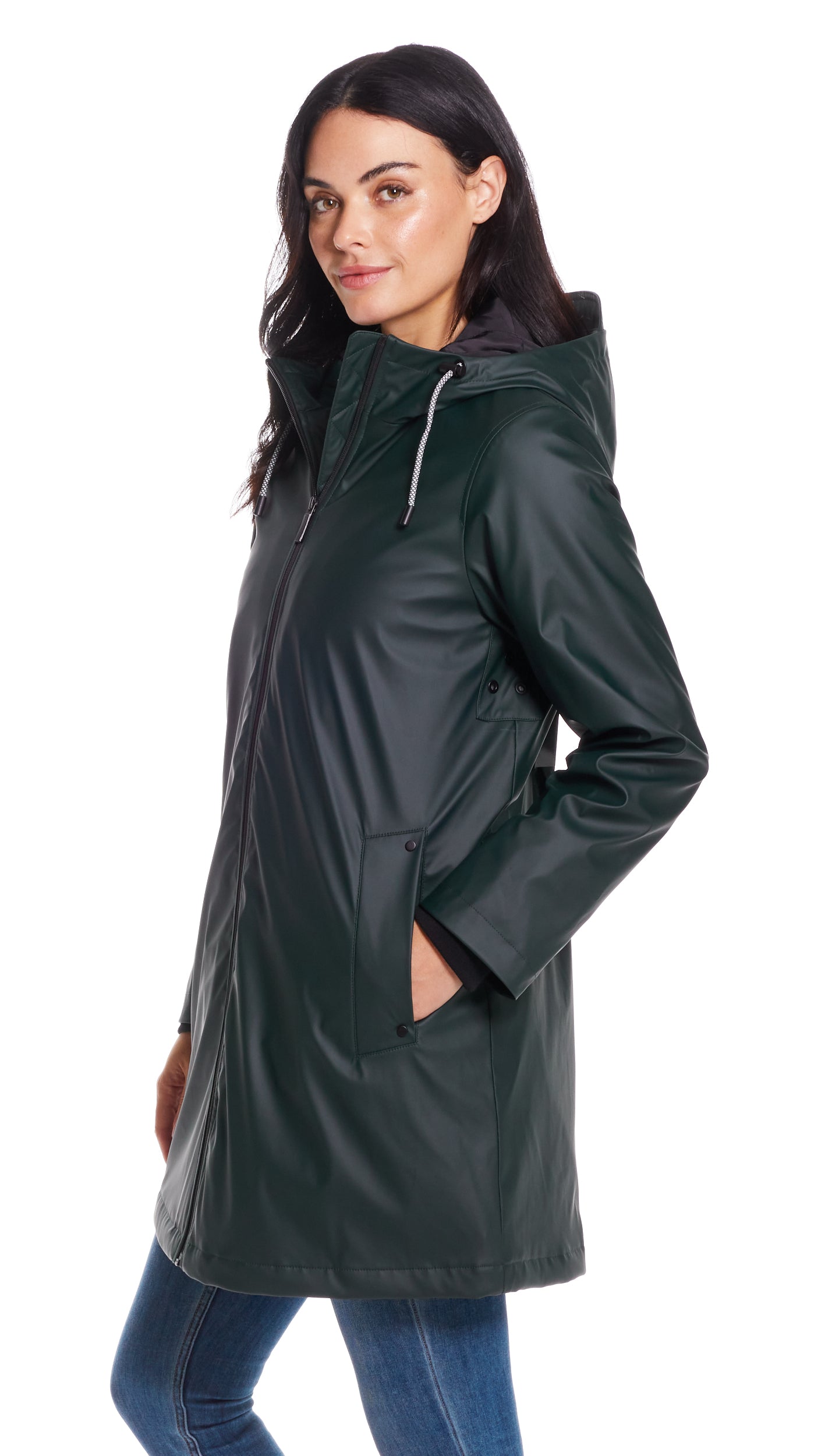 HOODED A-LINE RAIN SLICKER