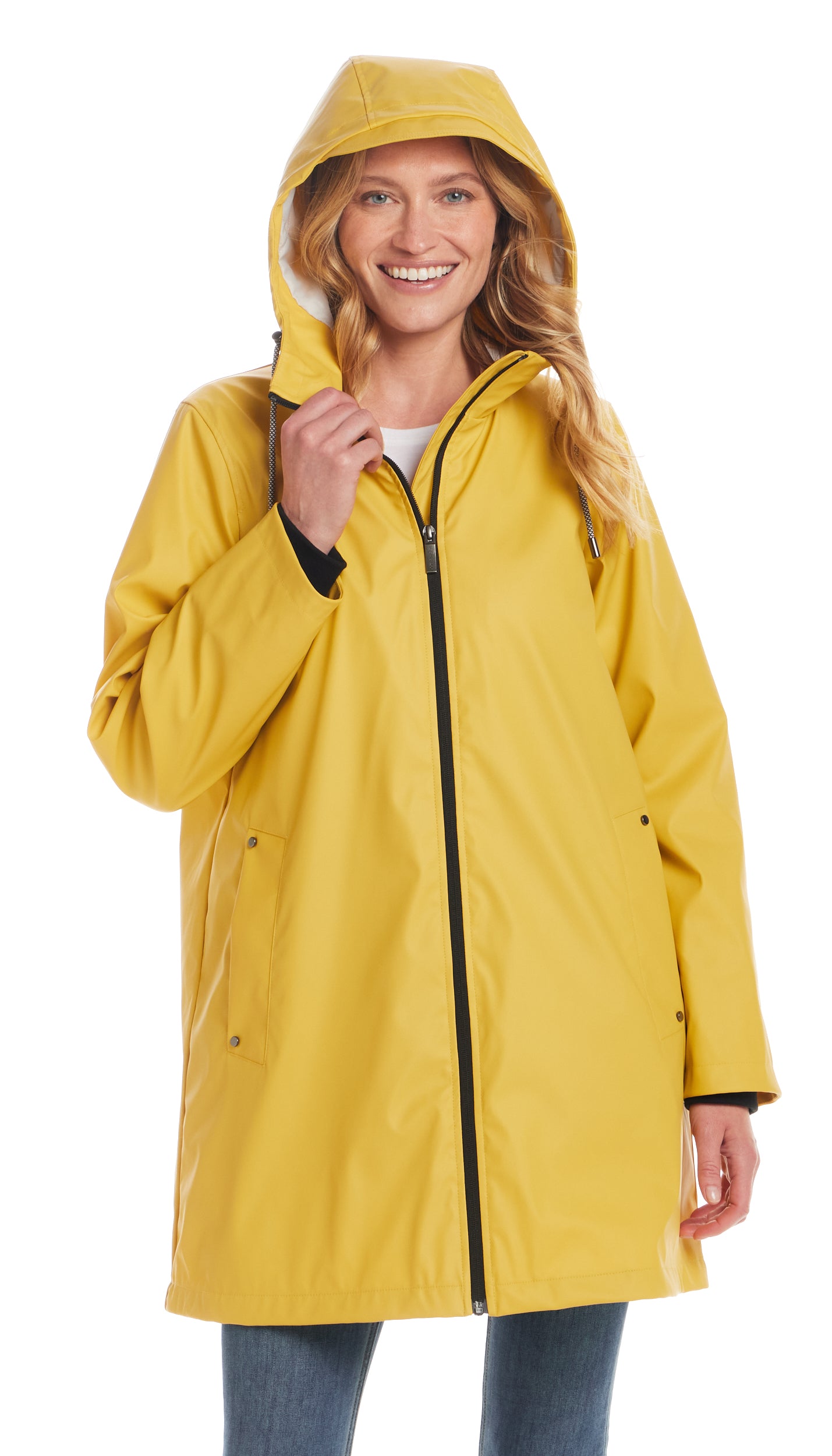 HOODED A-LINE RAIN SLICKER