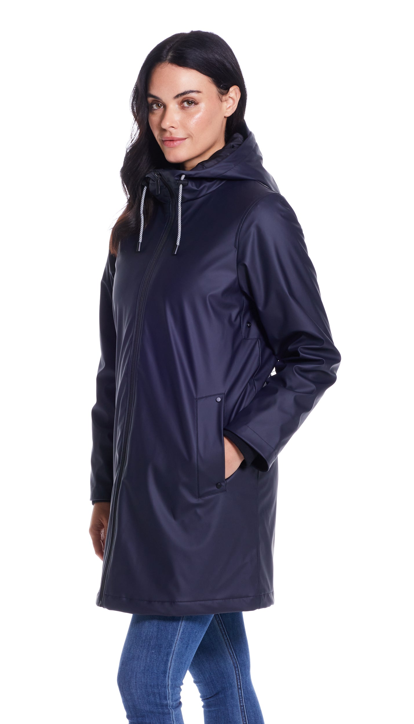 HOODED A-LINE RAIN SLICKER
