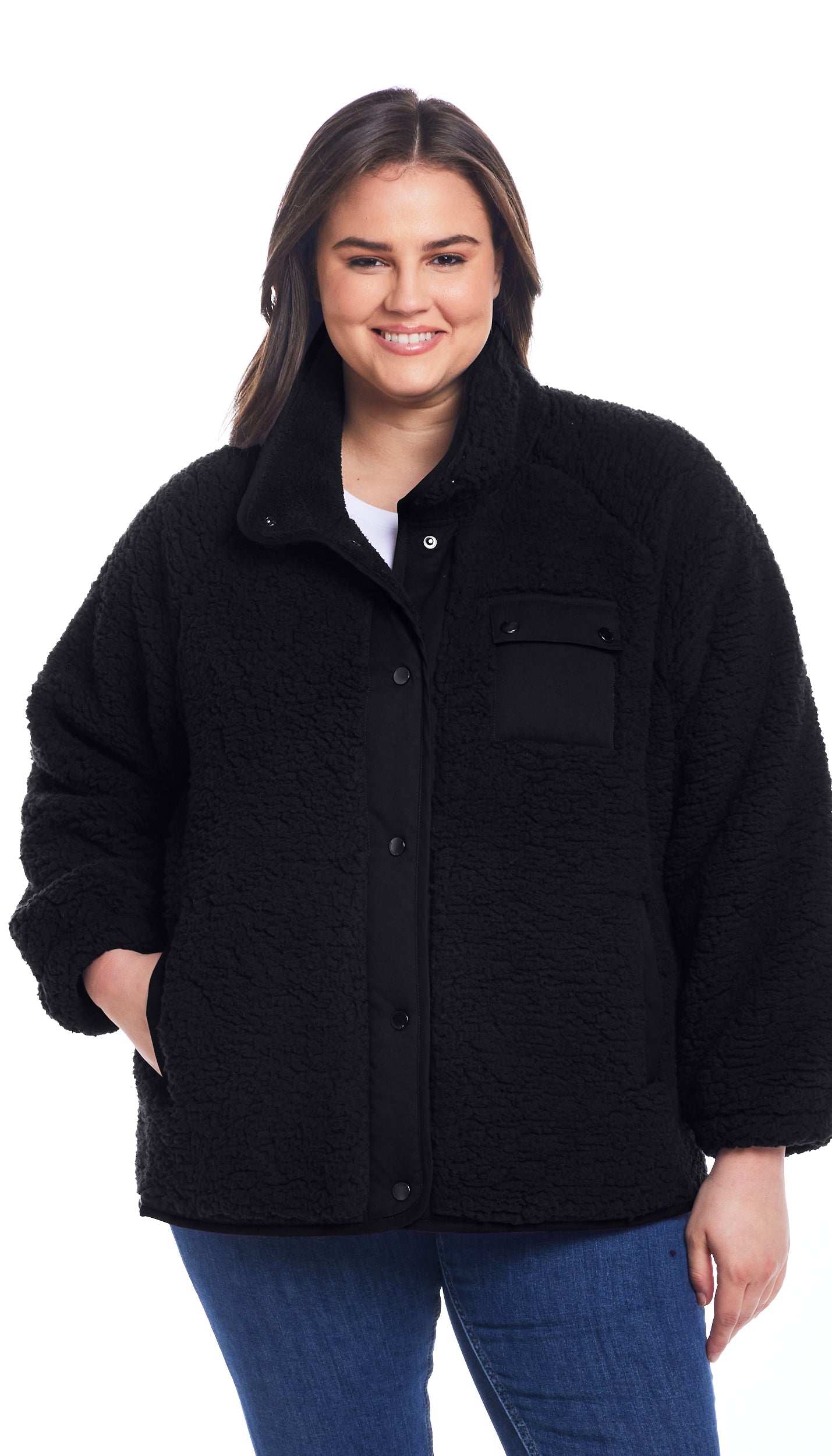 SNAP FRONT COZY FLEECE JACKET