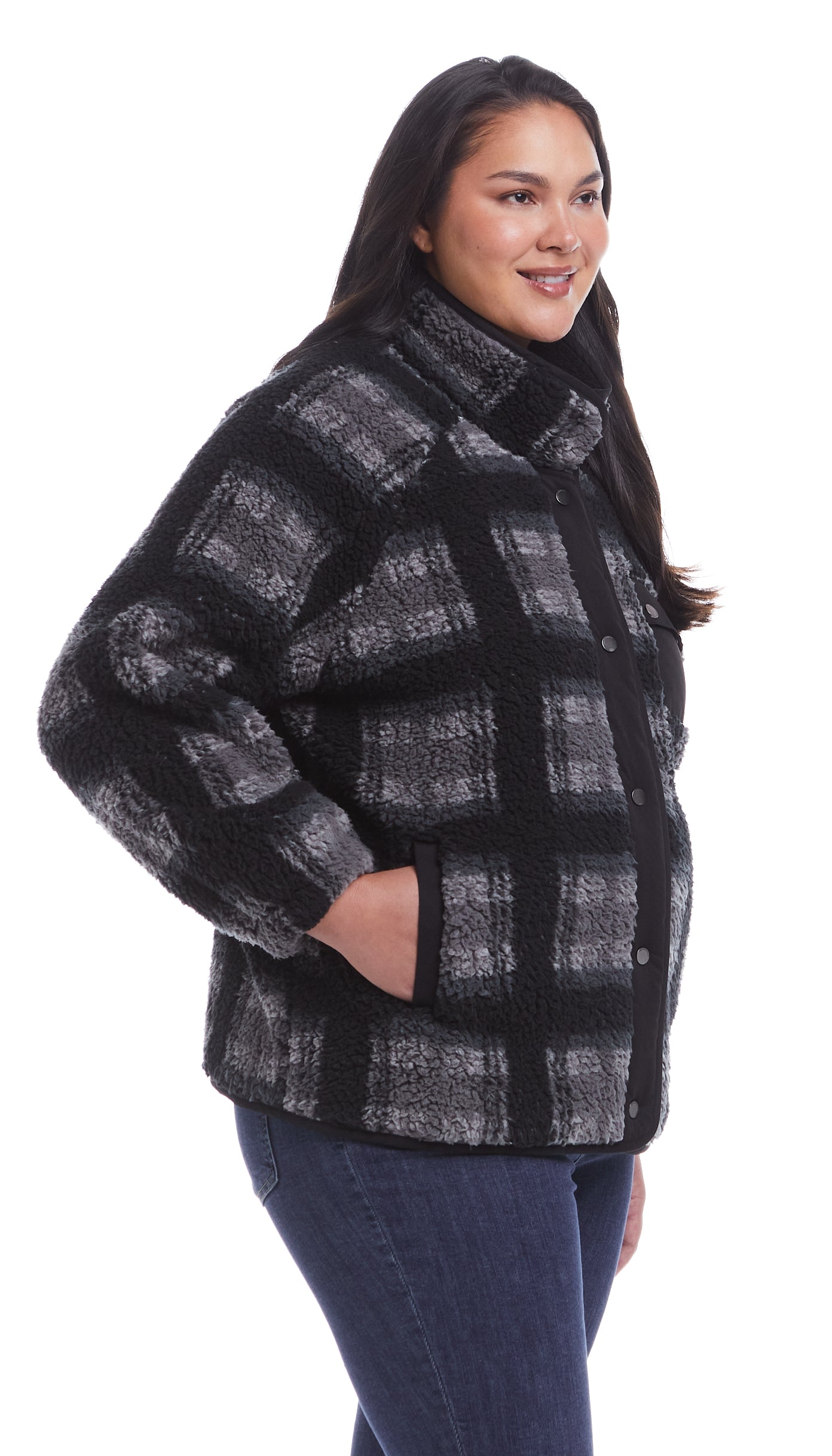 SNAP FRONT COZY FLEECE JACKET