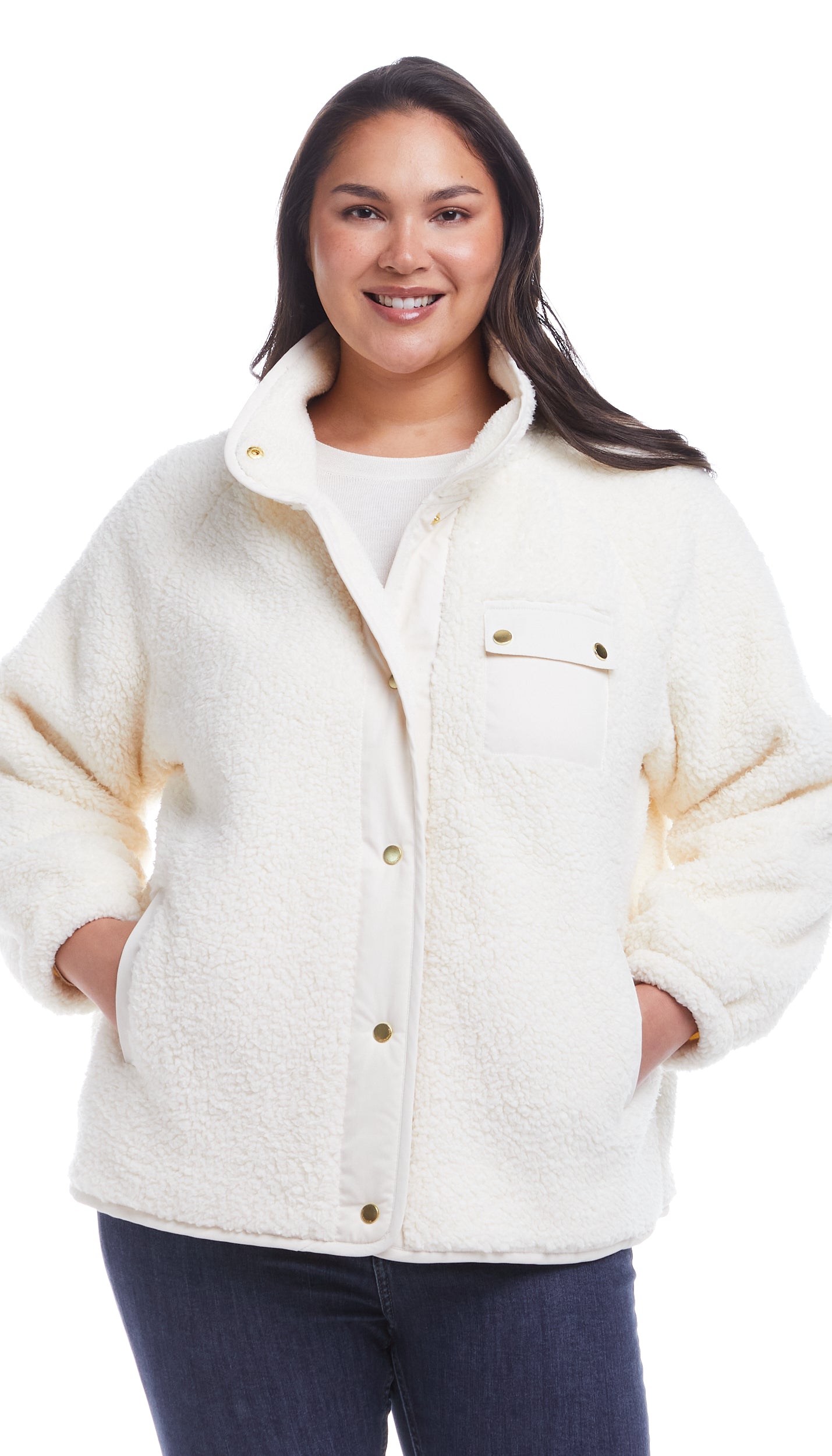 SNAP FRONT COZY FLEECE JACKET