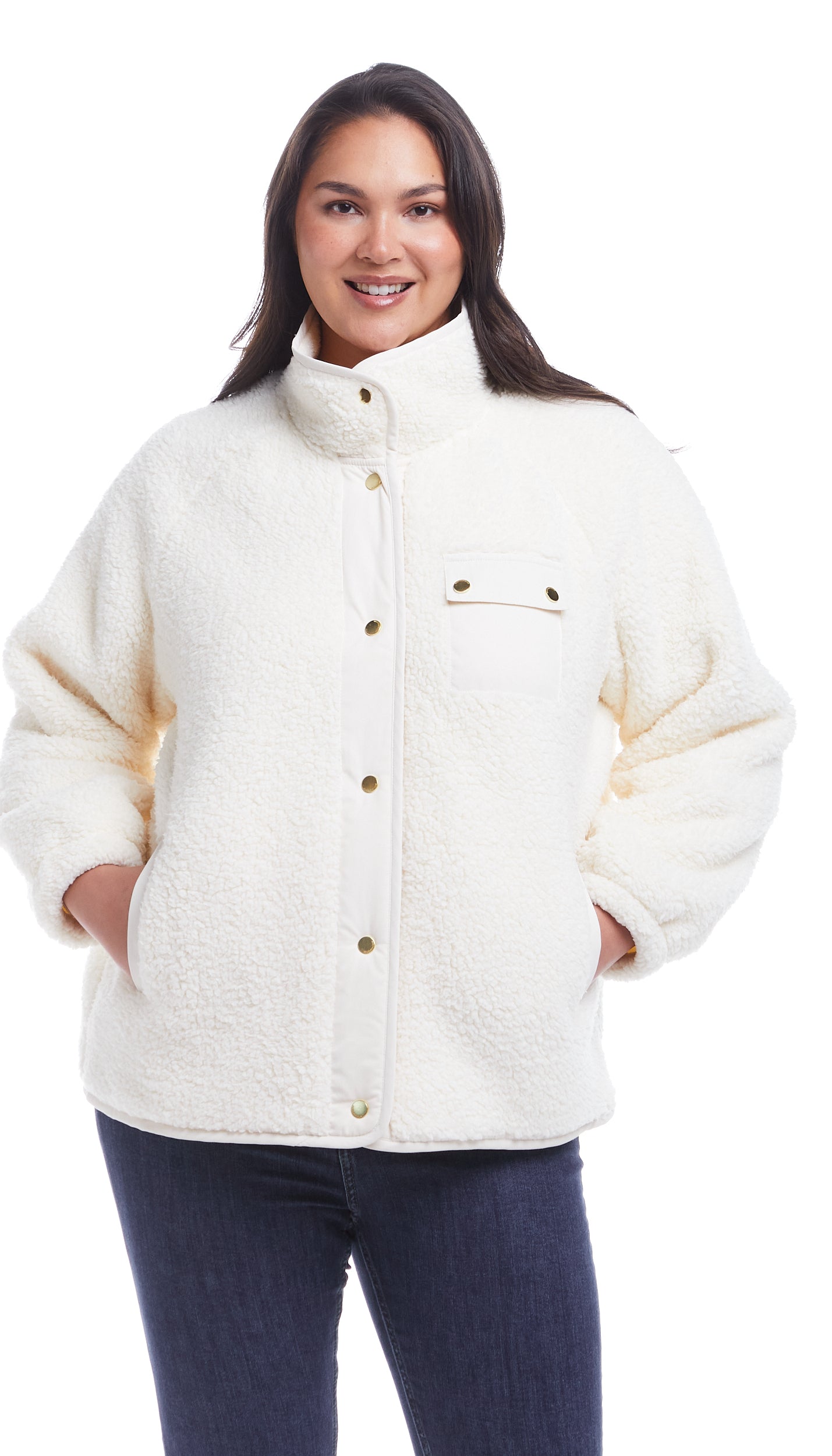 SNAP FRONT COZY FLEECE JACKET