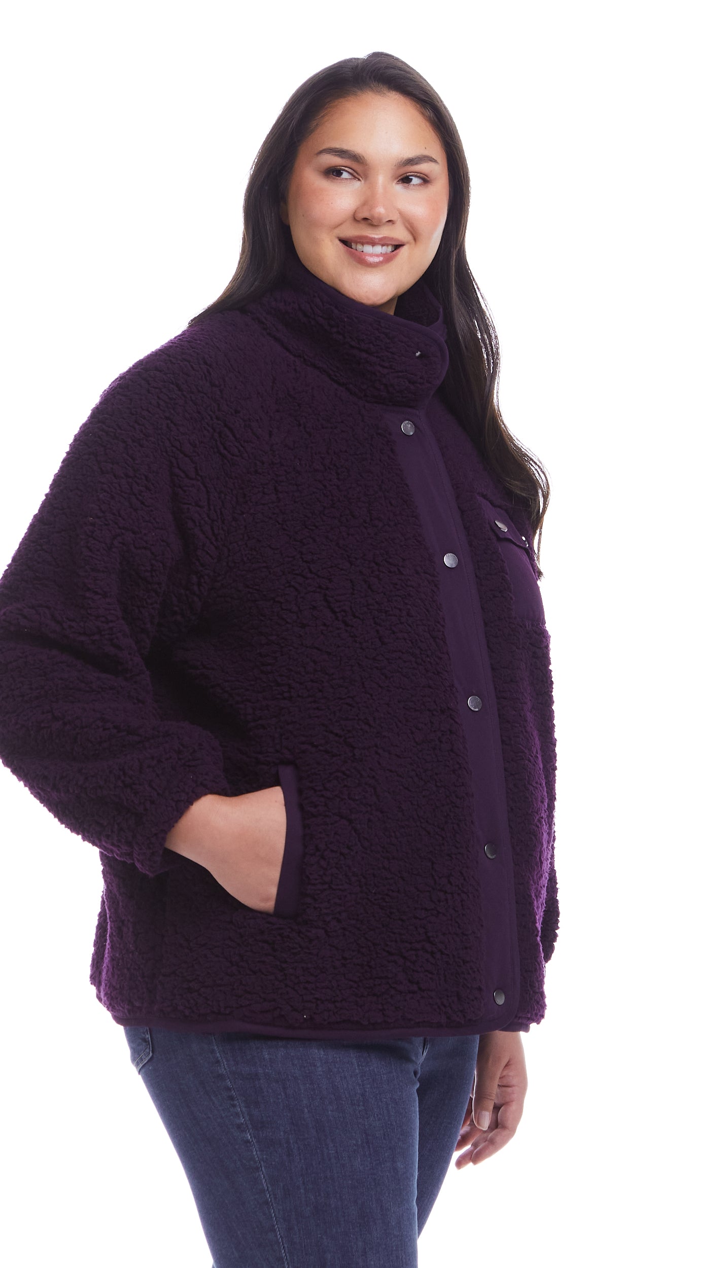 SNAP FRONT COZY FLEECE JACKET