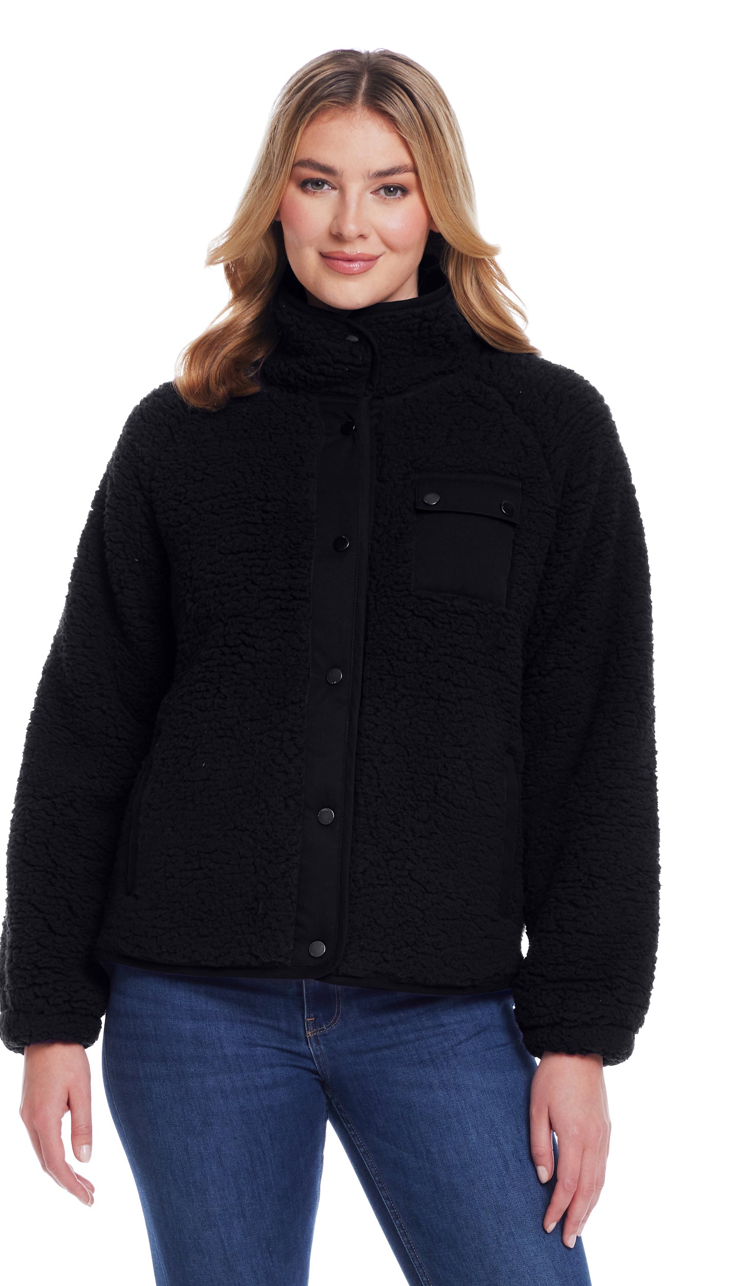SNAP FRONT COZY FLEECE JACKET