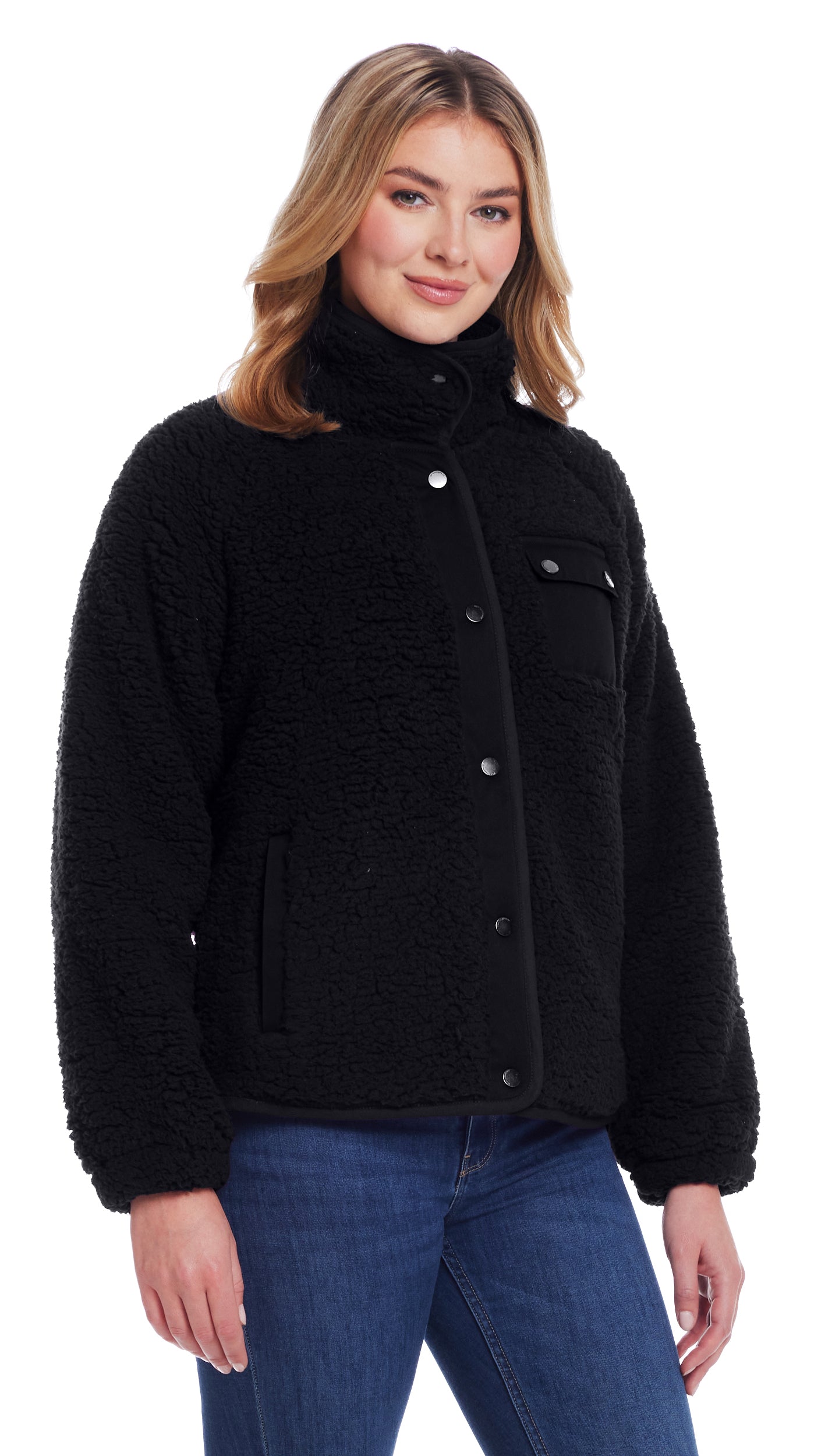 SNAP FRONT COZY FLEECE JACKET