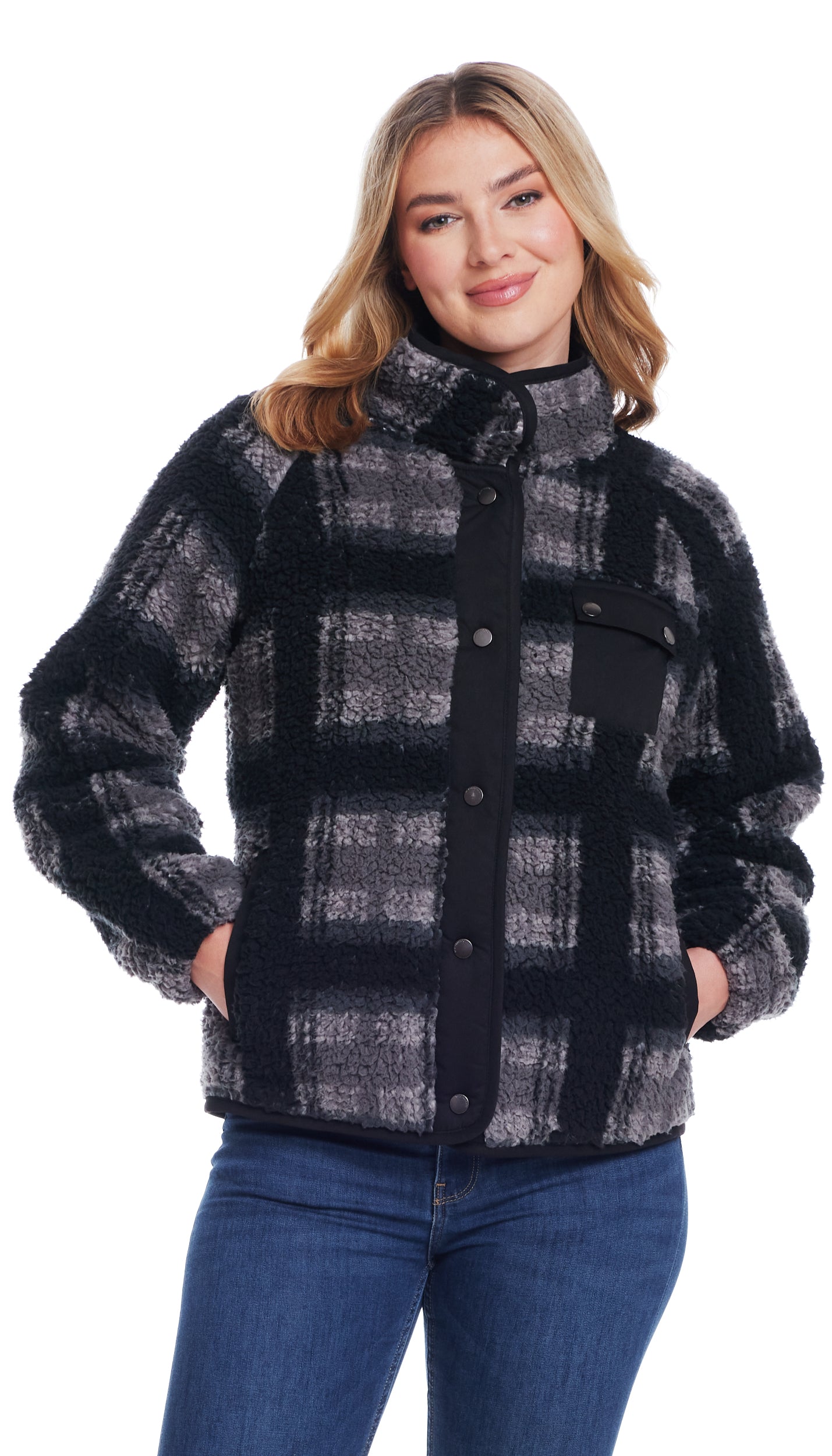 SNAP FRONT COZY FLEECE JACKET