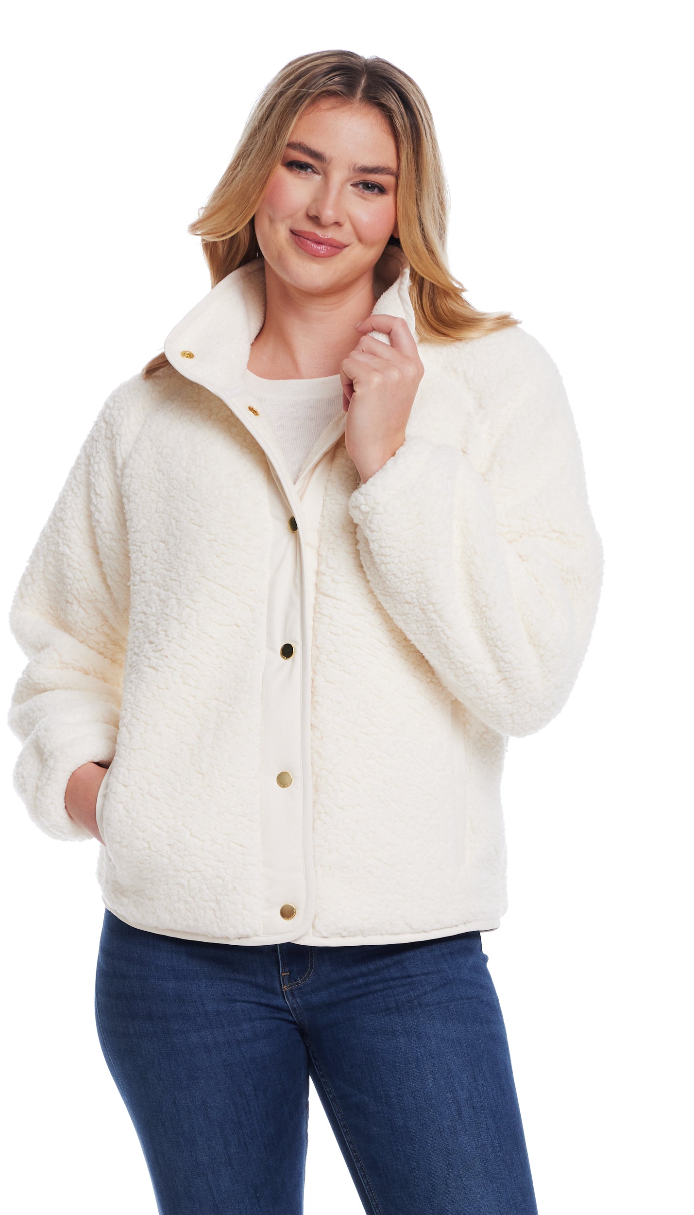 SNAP FRONT COZY FLEECE JACKET