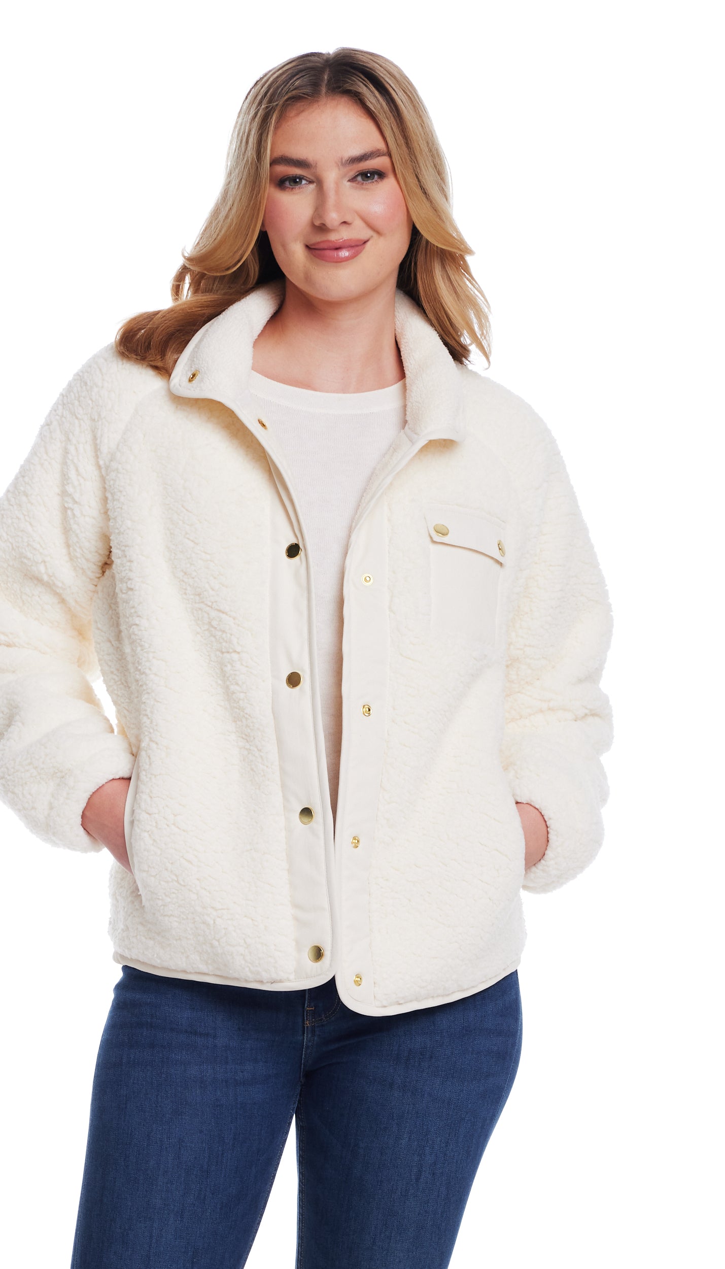 SNAP FRONT COZY FLEECE JACKET