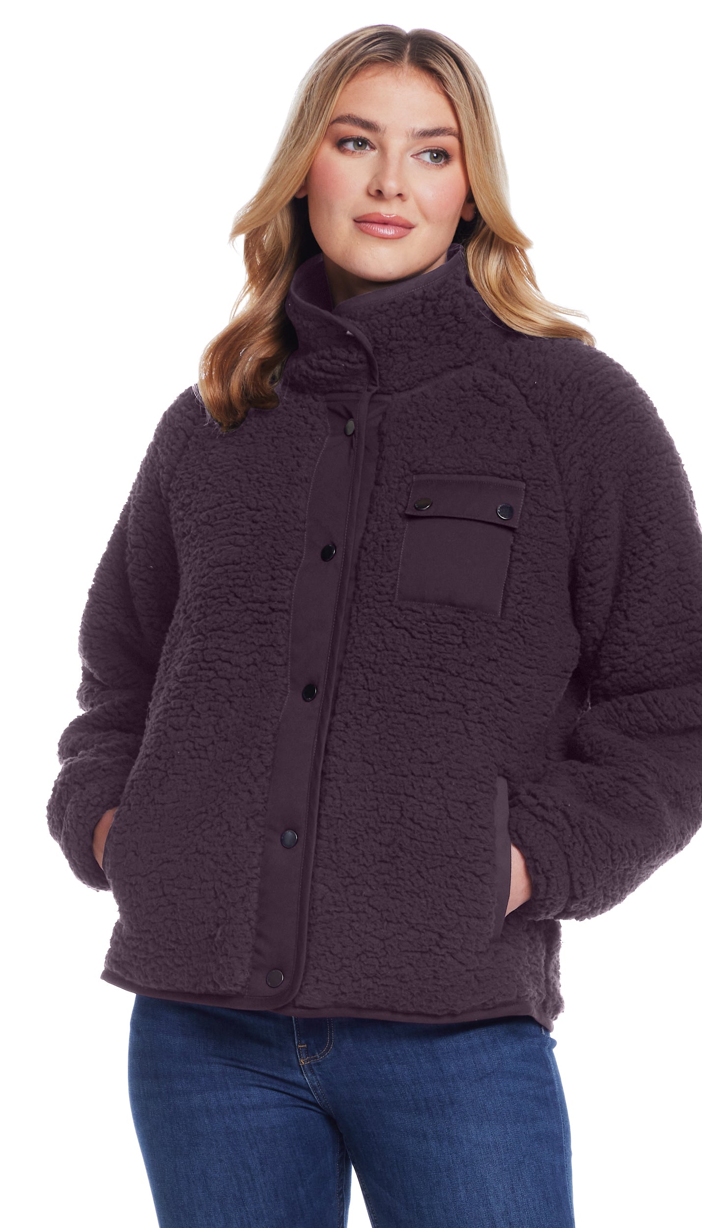 SNAP FRONT COZY FLEECE JACKET