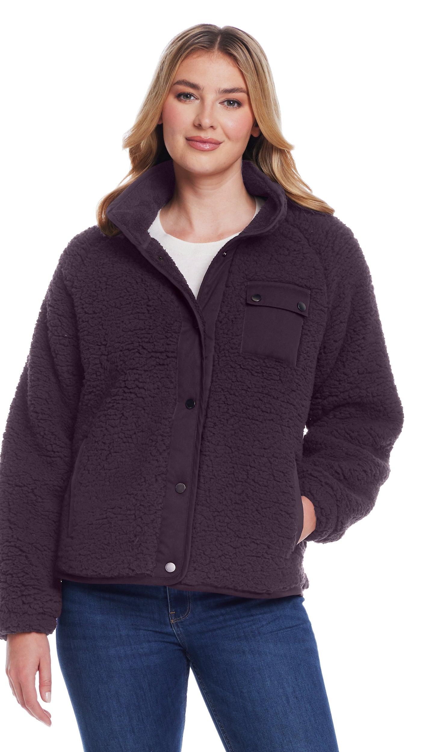 SNAP FRONT COZY FLEECE JACKET