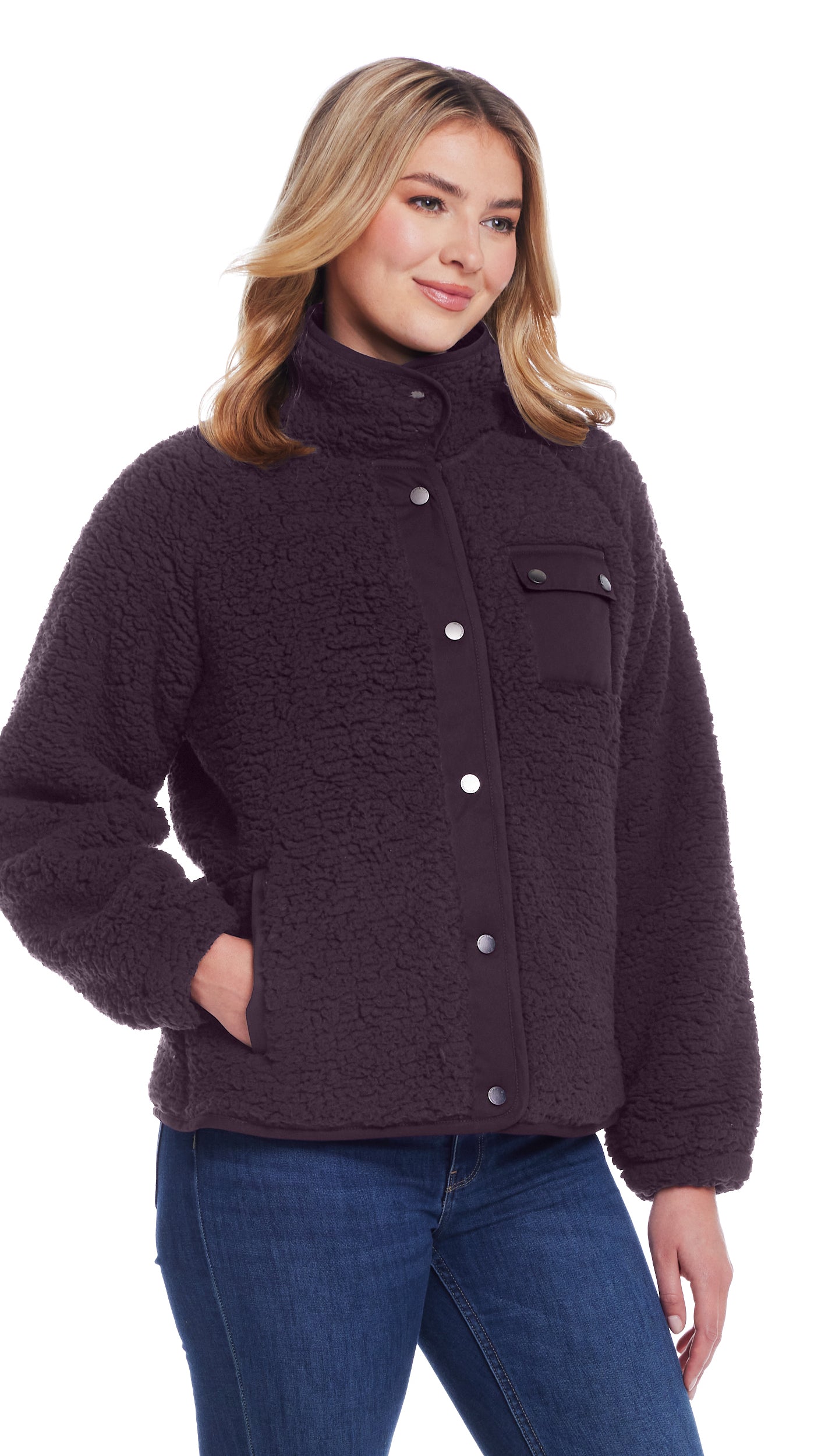 SNAP FRONT COZY FLEECE JACKET