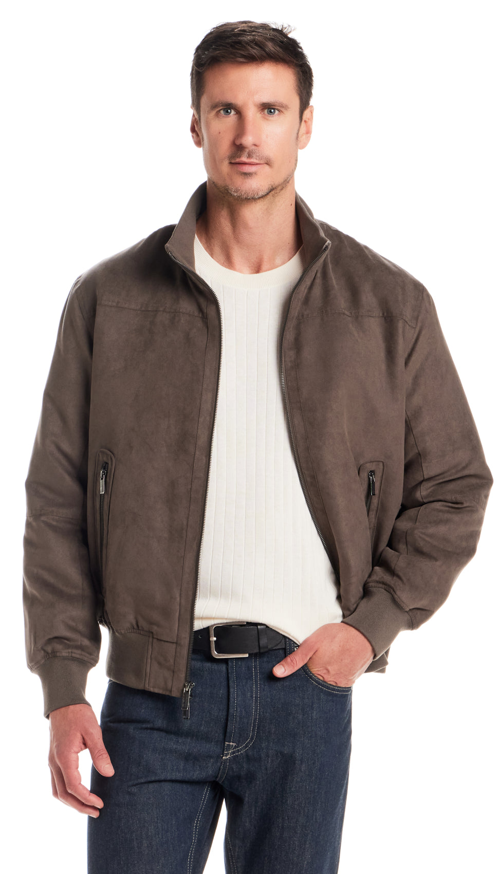 MICROSUEDE BOMBER JACKET