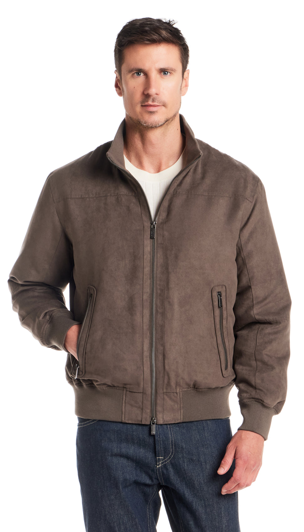 MICROSUEDE BOMBER JACKET