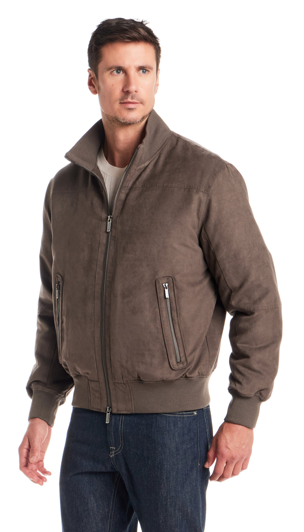 MICROSUEDE BOMBER JACKET