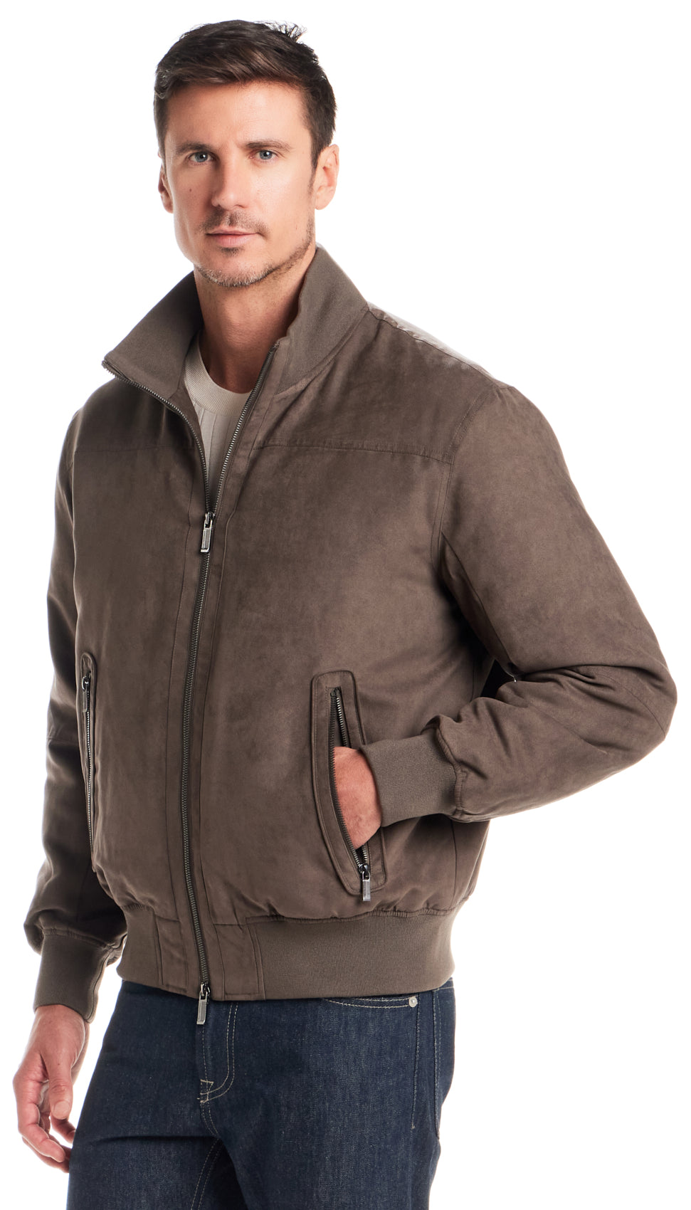 MICROSUEDE BOMBER JACKET