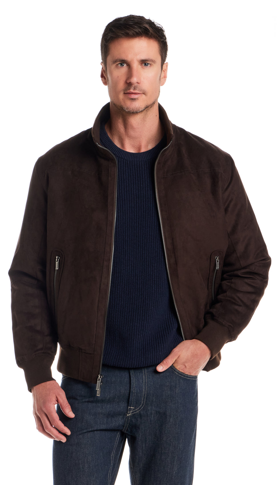 MICROSUEDE BOMBER JACKET