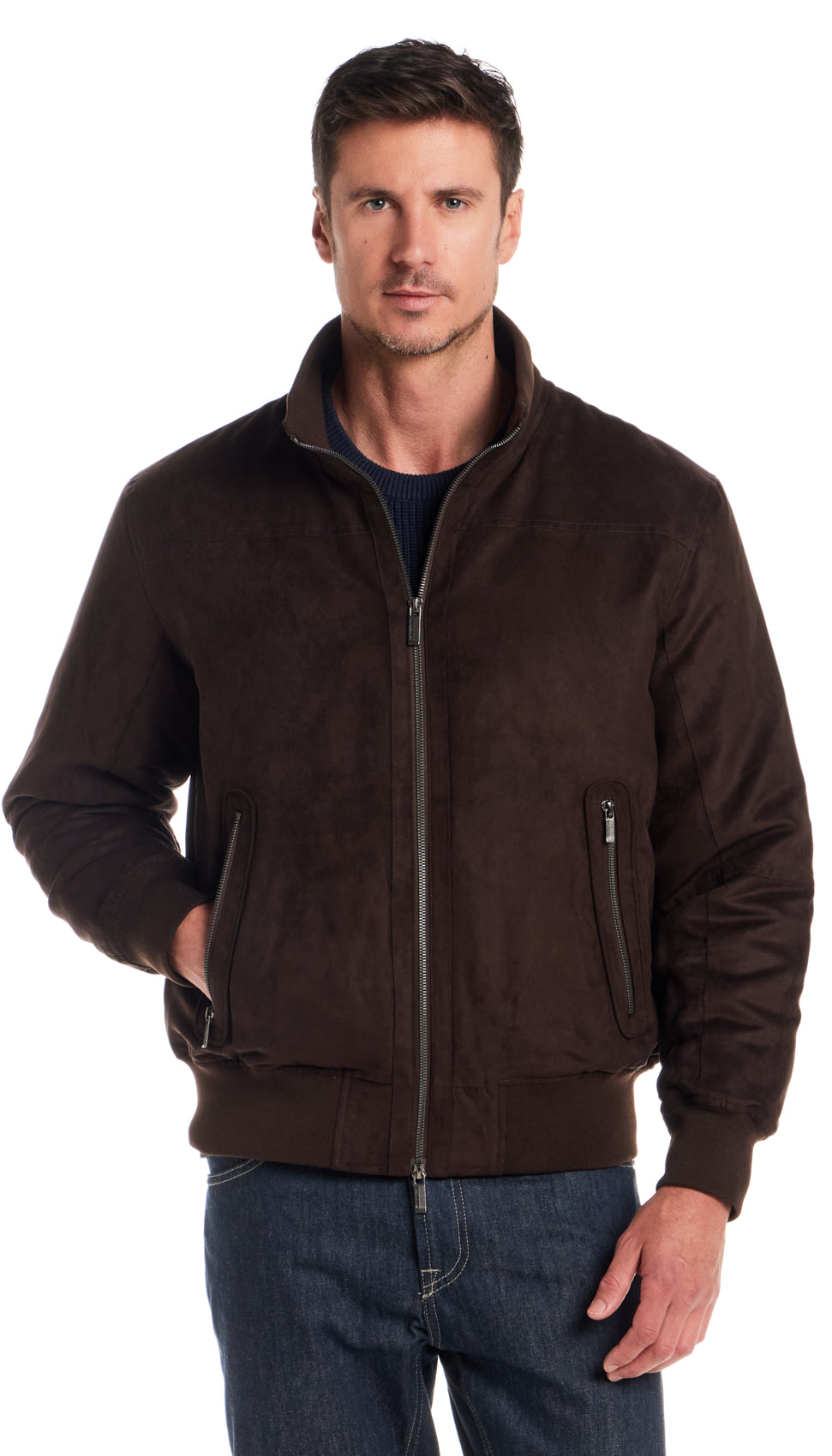 MICROSUEDE BOMBER JACKET