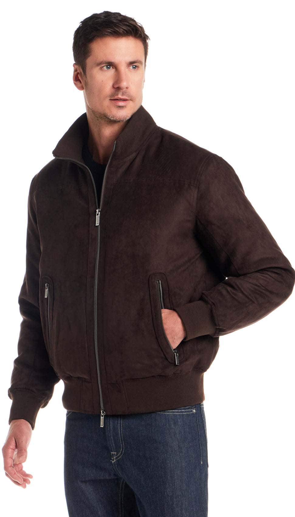 MICROSUEDE BOMBER JACKET