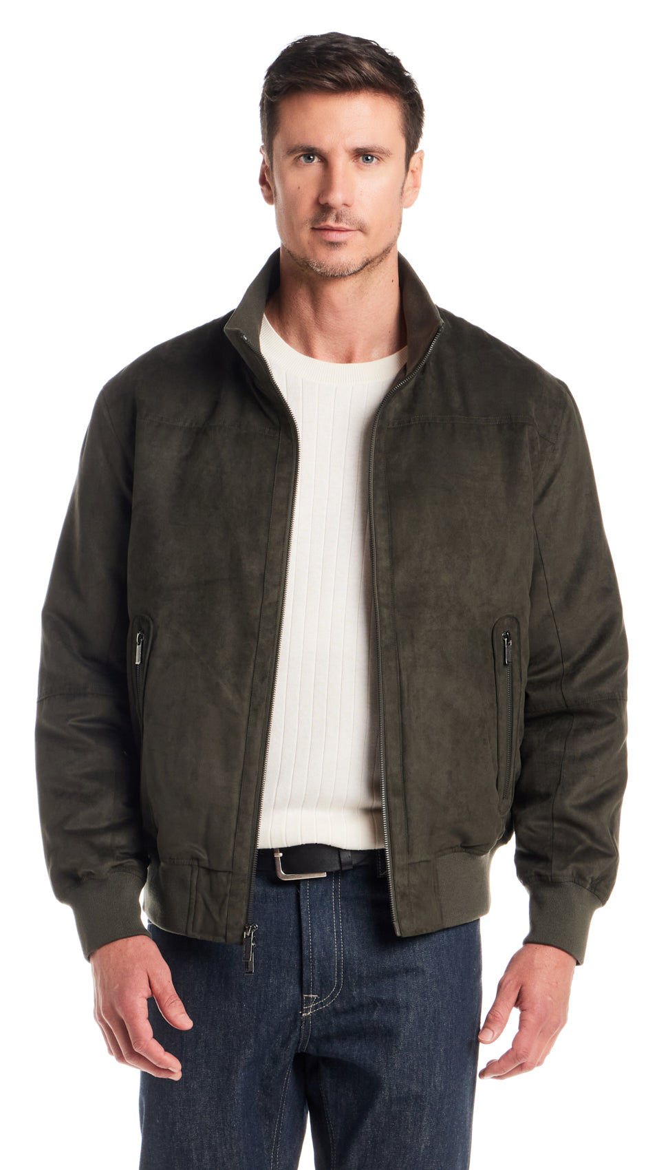 MICROSUEDE BOMBER JACKET