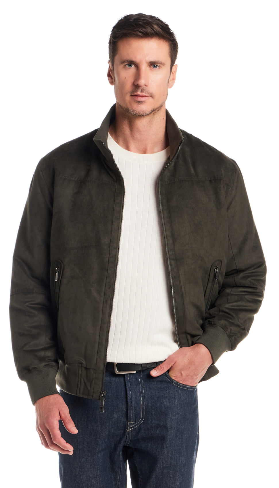 MICROSUEDE BOMBER JACKET