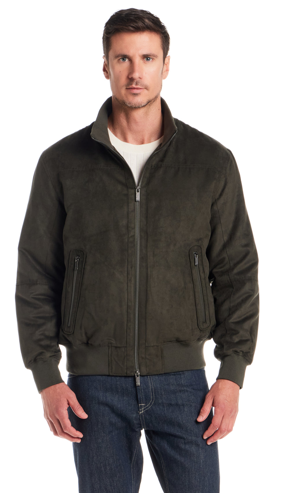 MICROSUEDE BOMBER JACKET