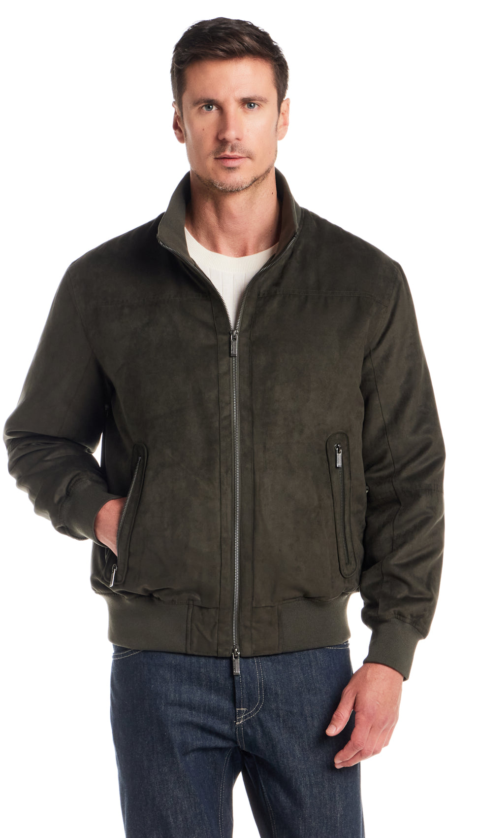 MICROSUEDE BOMBER JACKET