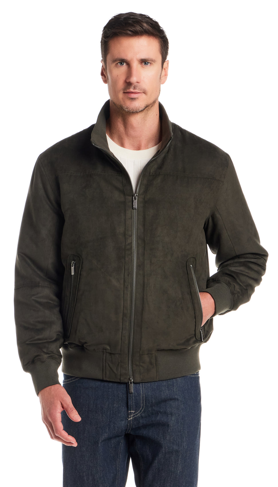 MICROSUEDE BOMBER JACKET