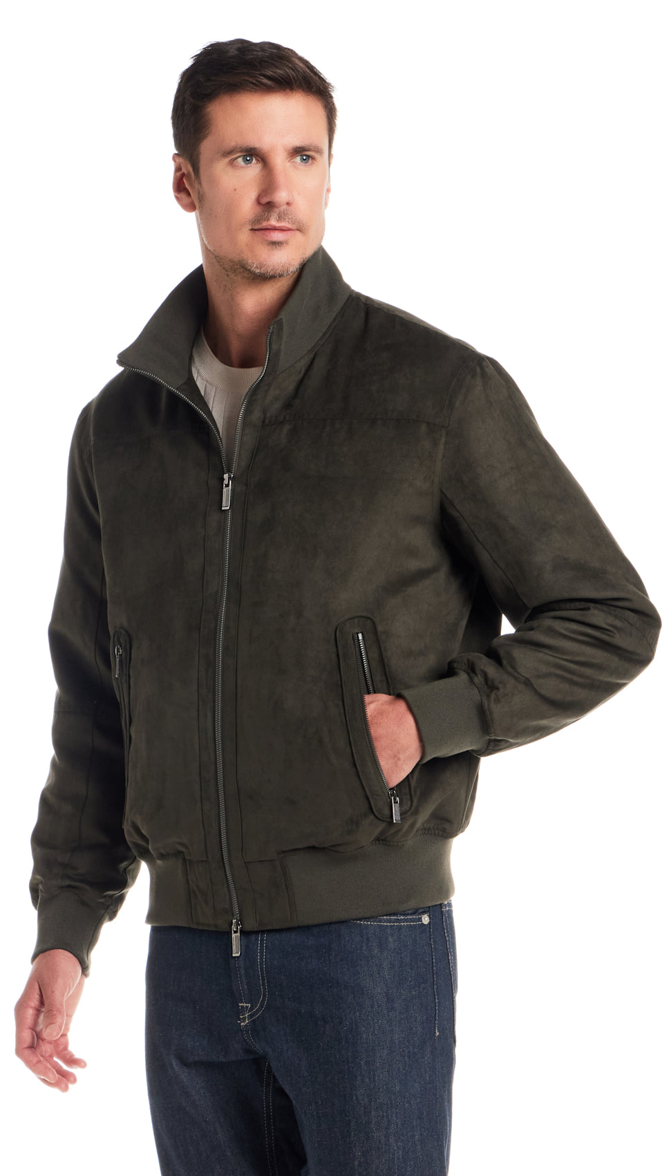 MICROSUEDE BOMBER JACKET