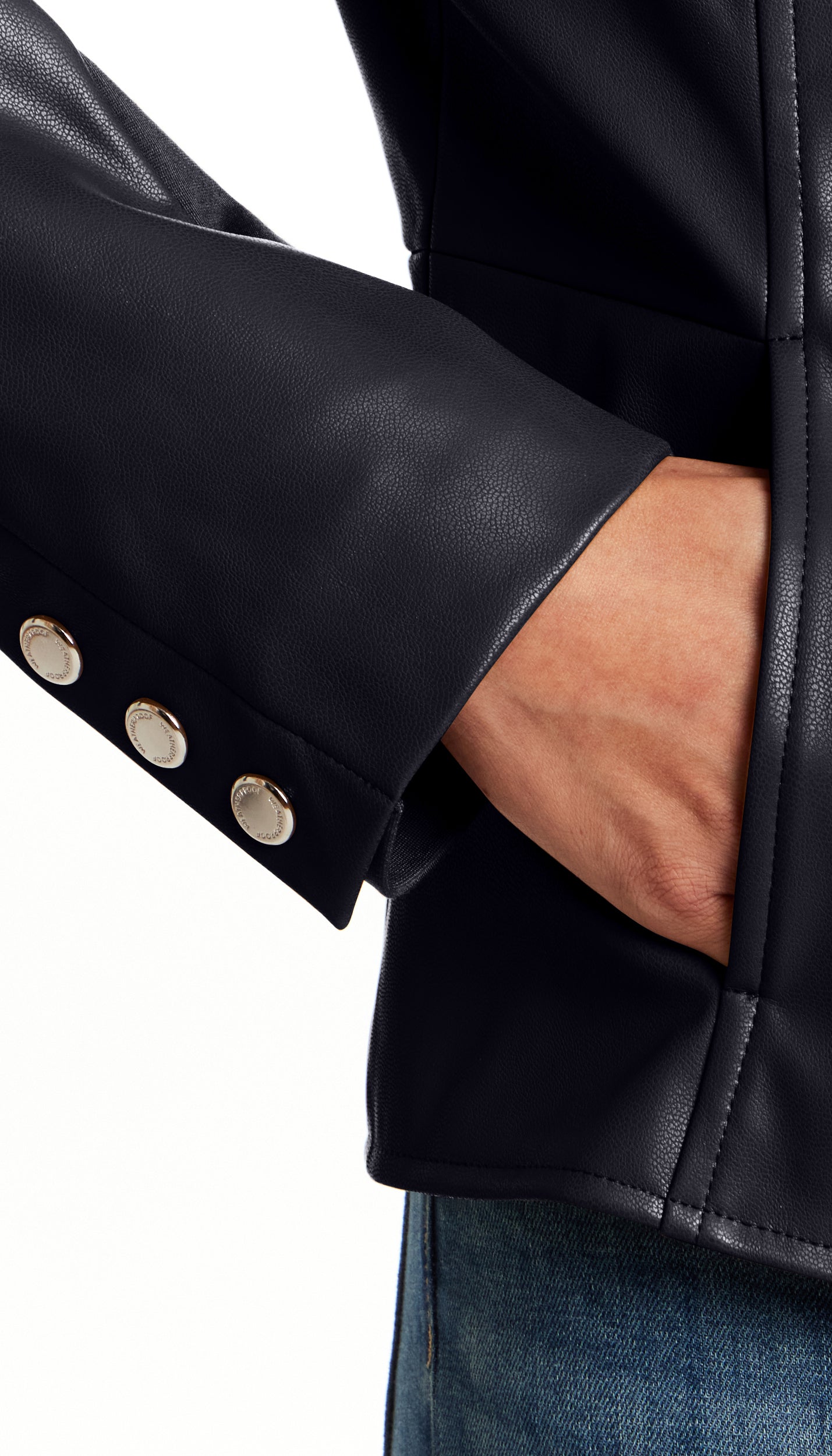 FAUX LEATHER JACKET WITH STRETCH KNIT