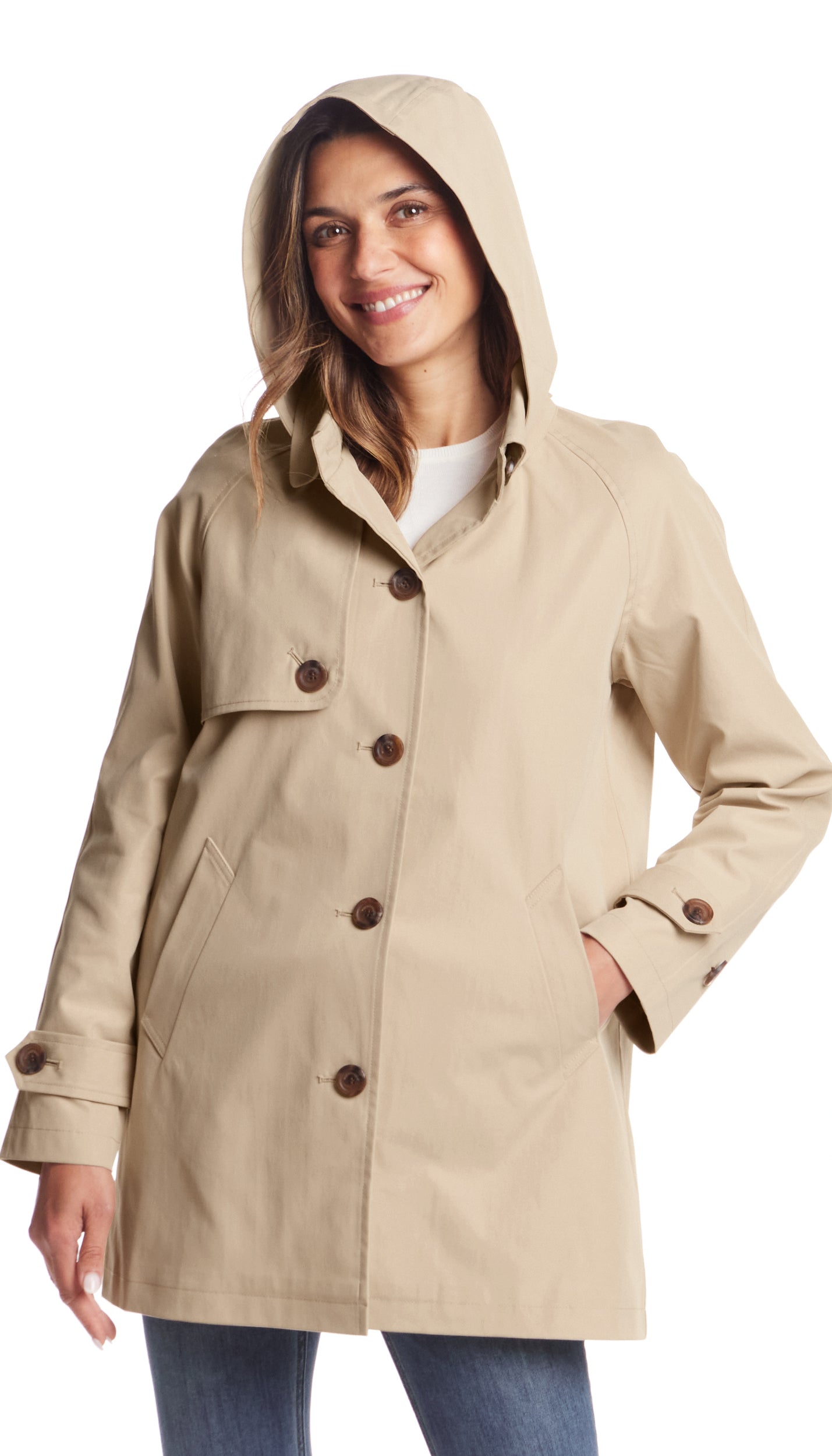 BUTTON FRONT HOODED TOPPER