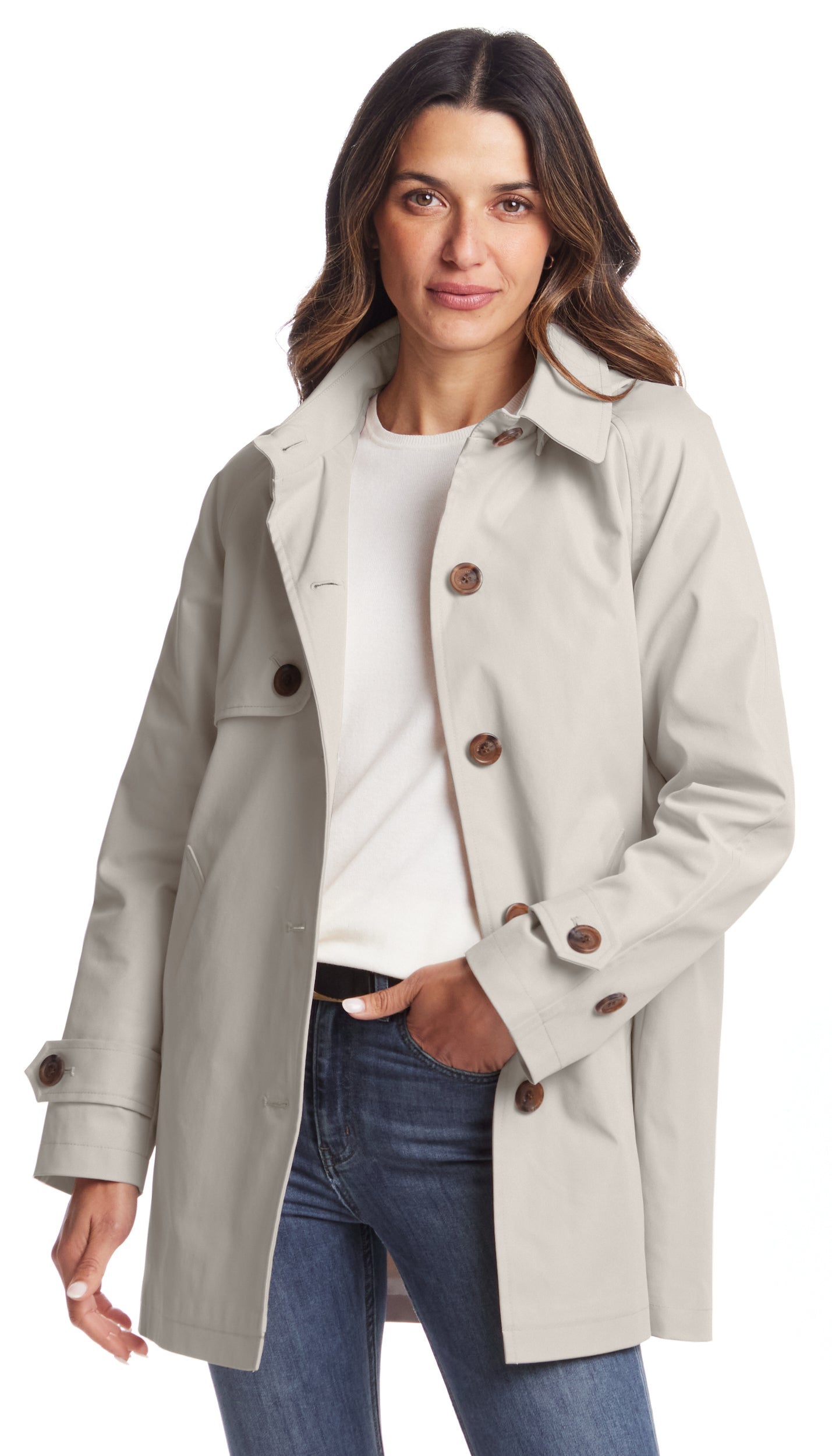 BUTTON FRONT HOODED TOPPER