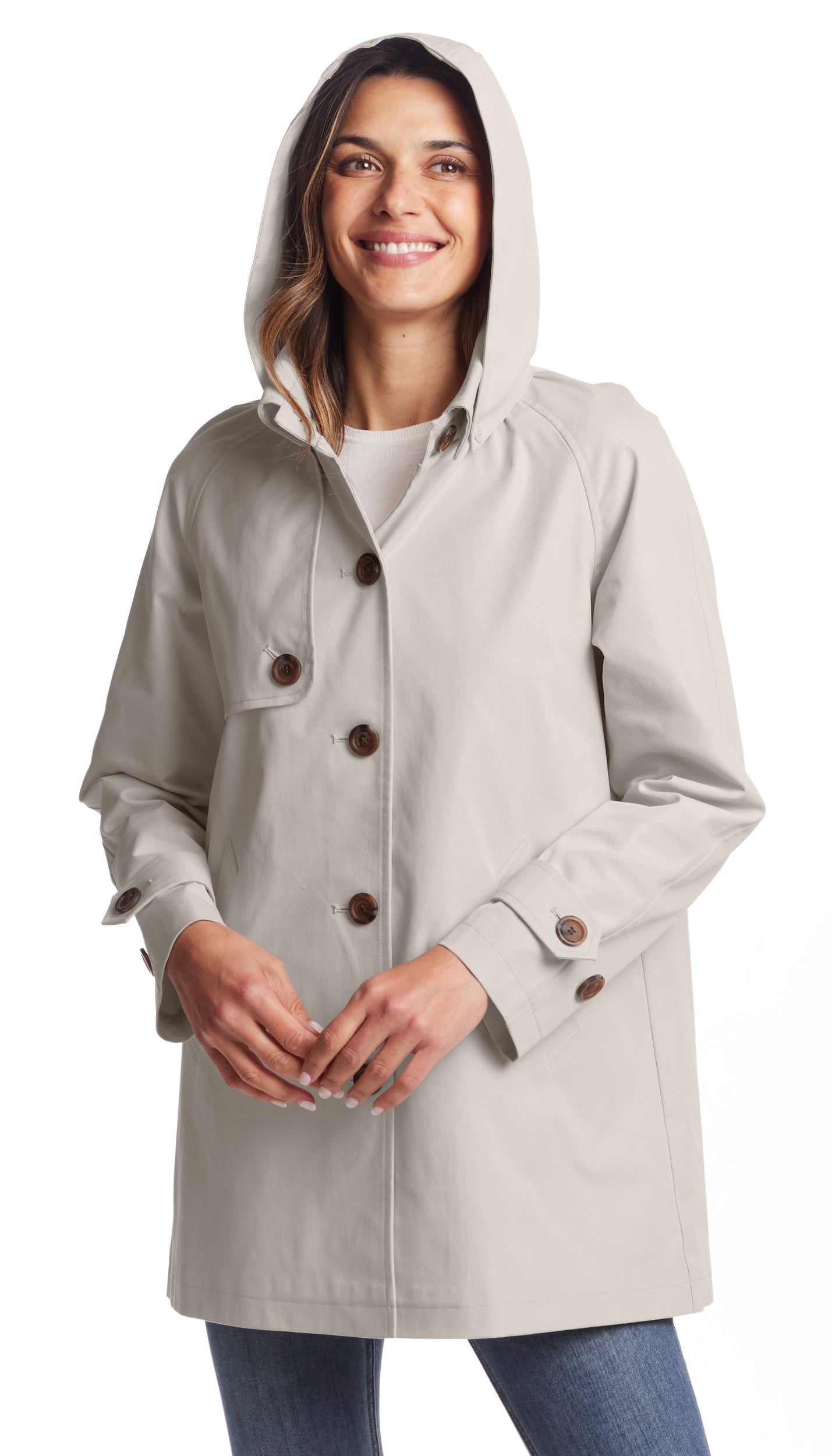 BUTTON FRONT HOODED TOPPER