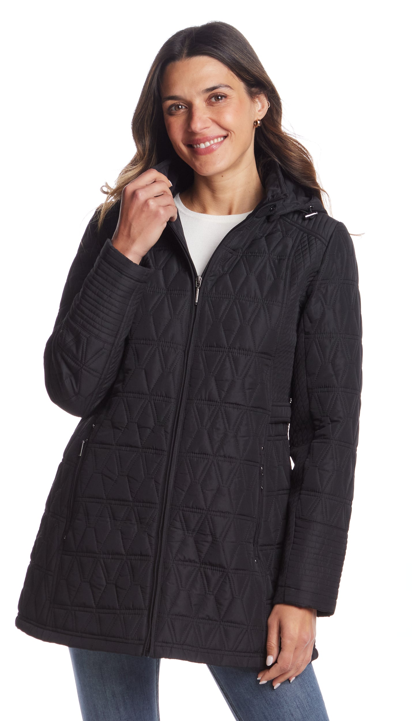 HOODED MIXED QUILTED JACKET