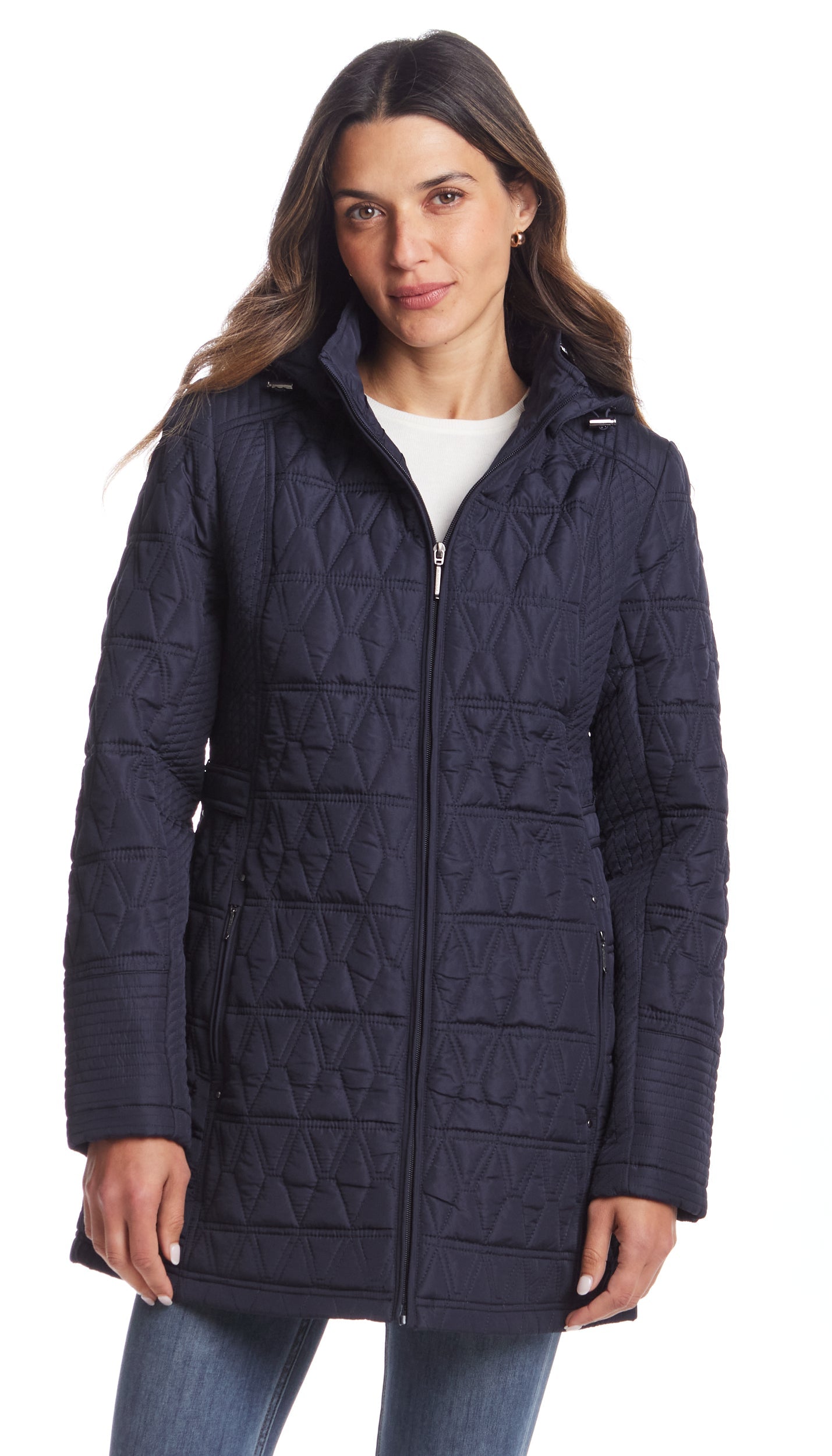 HOODED MIXED QUILTED JACKET