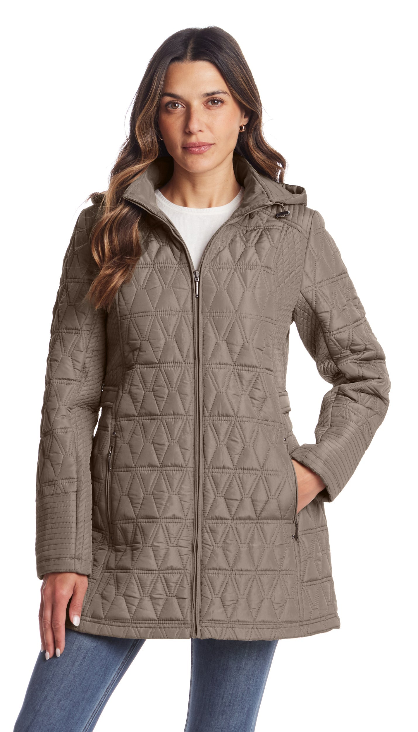 HOODED MIXED QUILTED JACKET