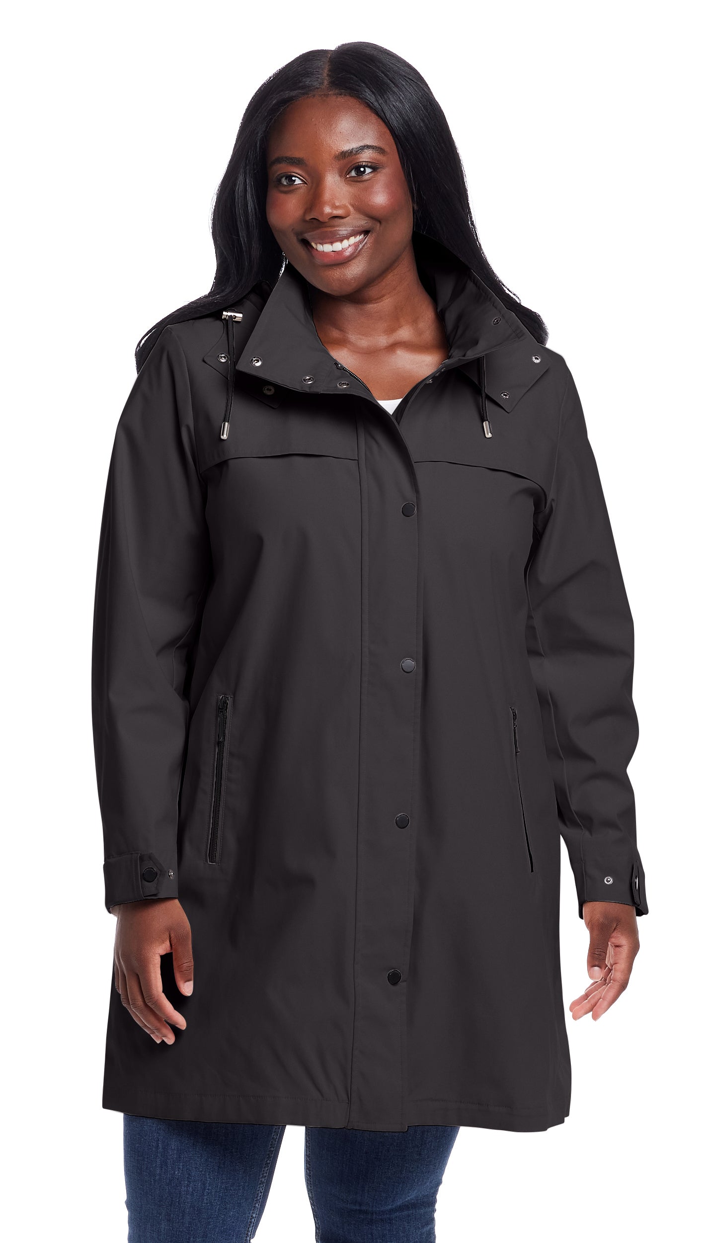 HOODED A-LINE RAIN JACKET